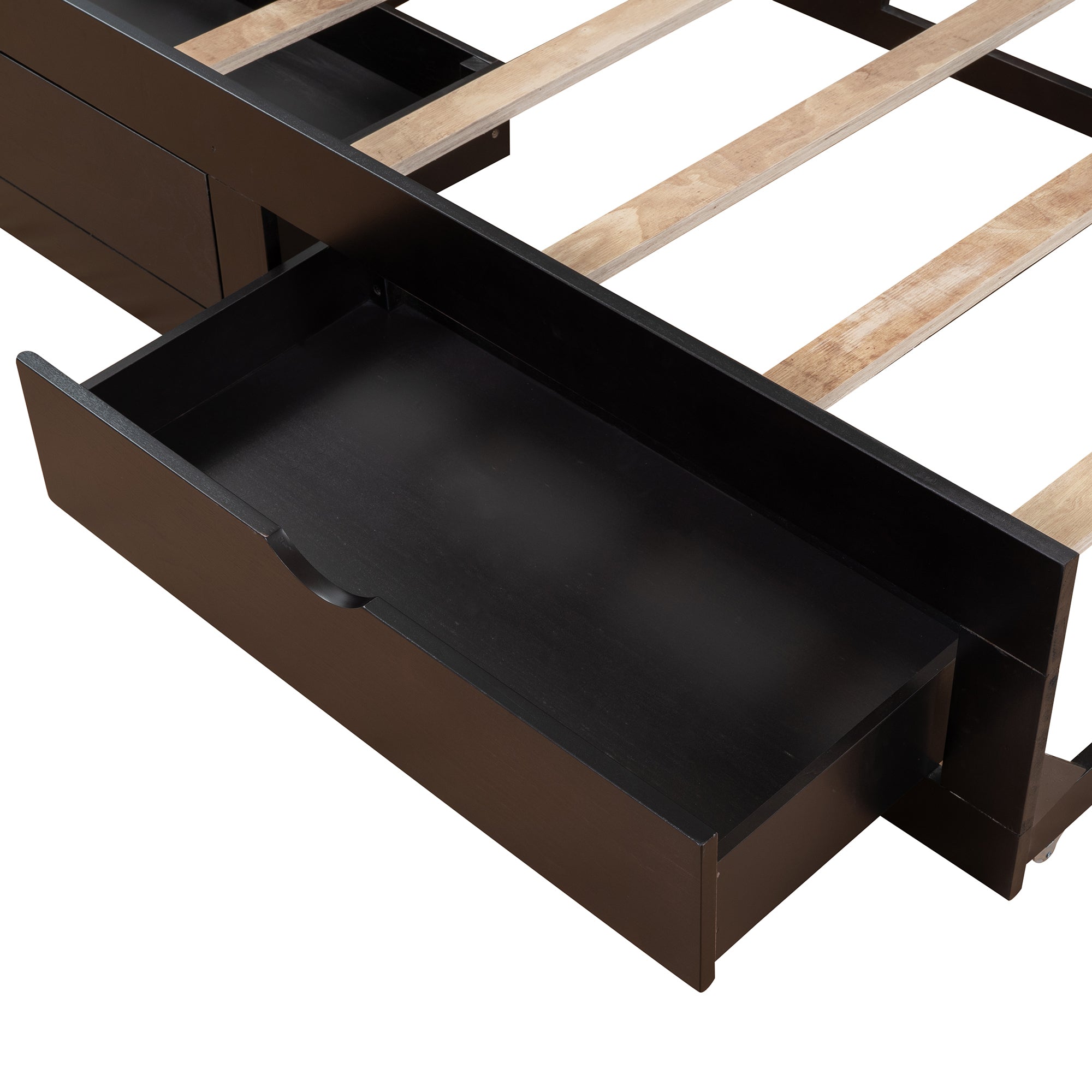 Wooden Daybed with Trundle Bed and Two Storage Drawers , Extendable Bed Daybed,Sofa Bed with Two Drawers, Espresso - Atlantic Fine Furniture Melbourne FL