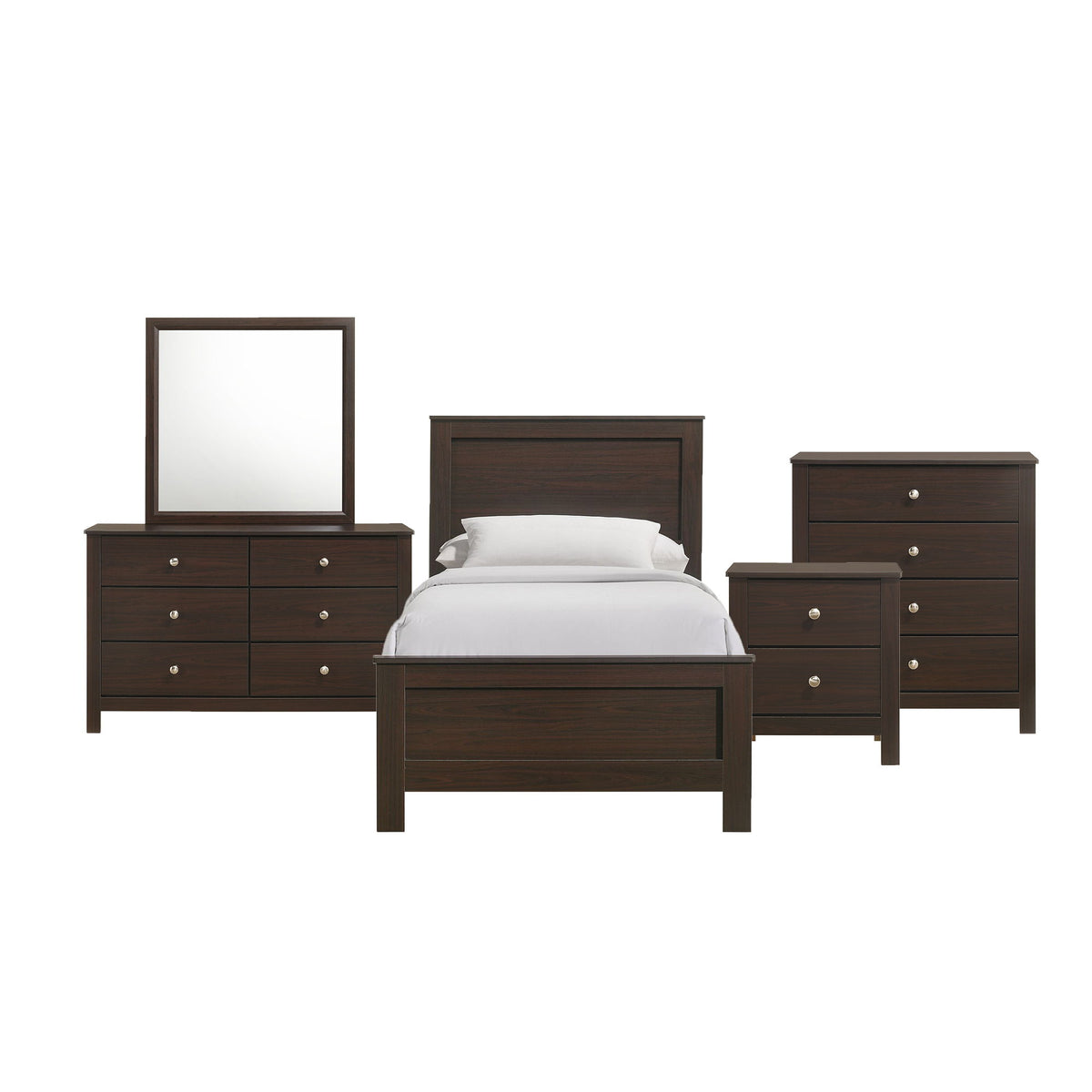 Sami Youth Panel Bedroom Set in Dark Brown by Elements International, view 4