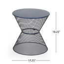 Zine - Outdoor Side Table With Hourglass Shaped And Iron Frame - Navy