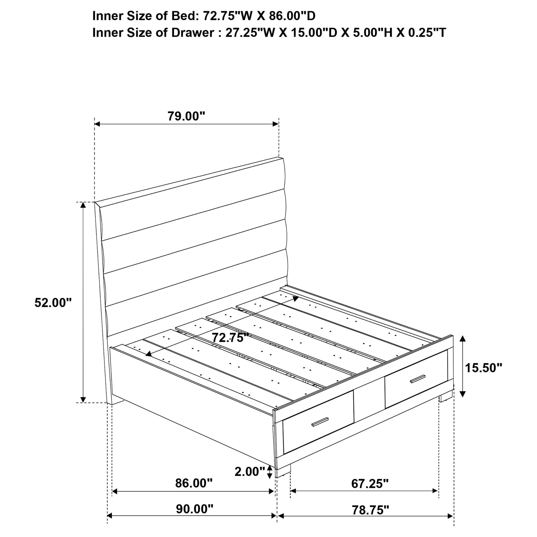 Felicity California King Storage Bed White High Gloss