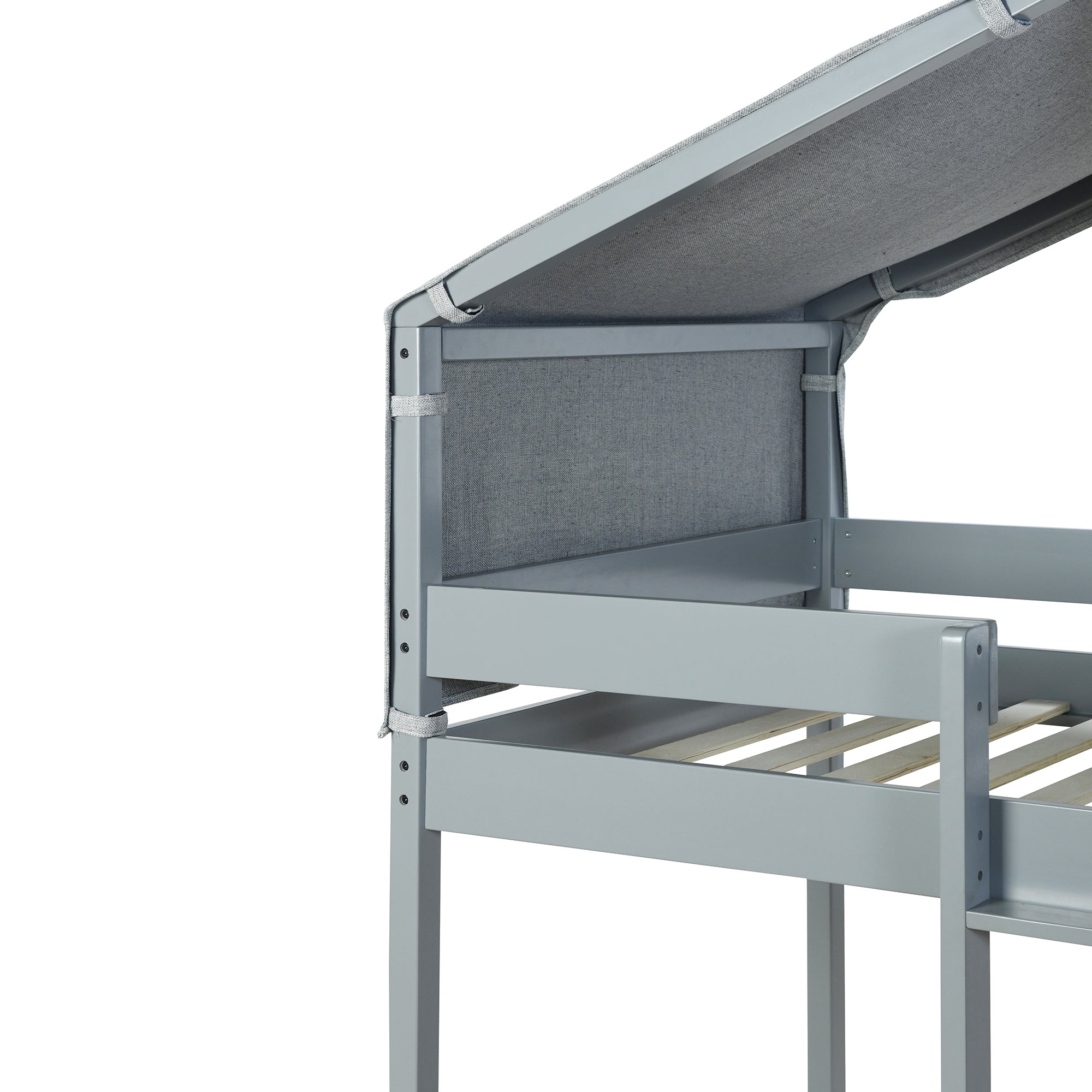 Twin Over Twin Bunk Bed Wood Bed with Tent, Gray - Atlantic Fine Furniture Melbourne FL