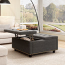 Large Square Storage Ottoman With 2 Storage Doors
