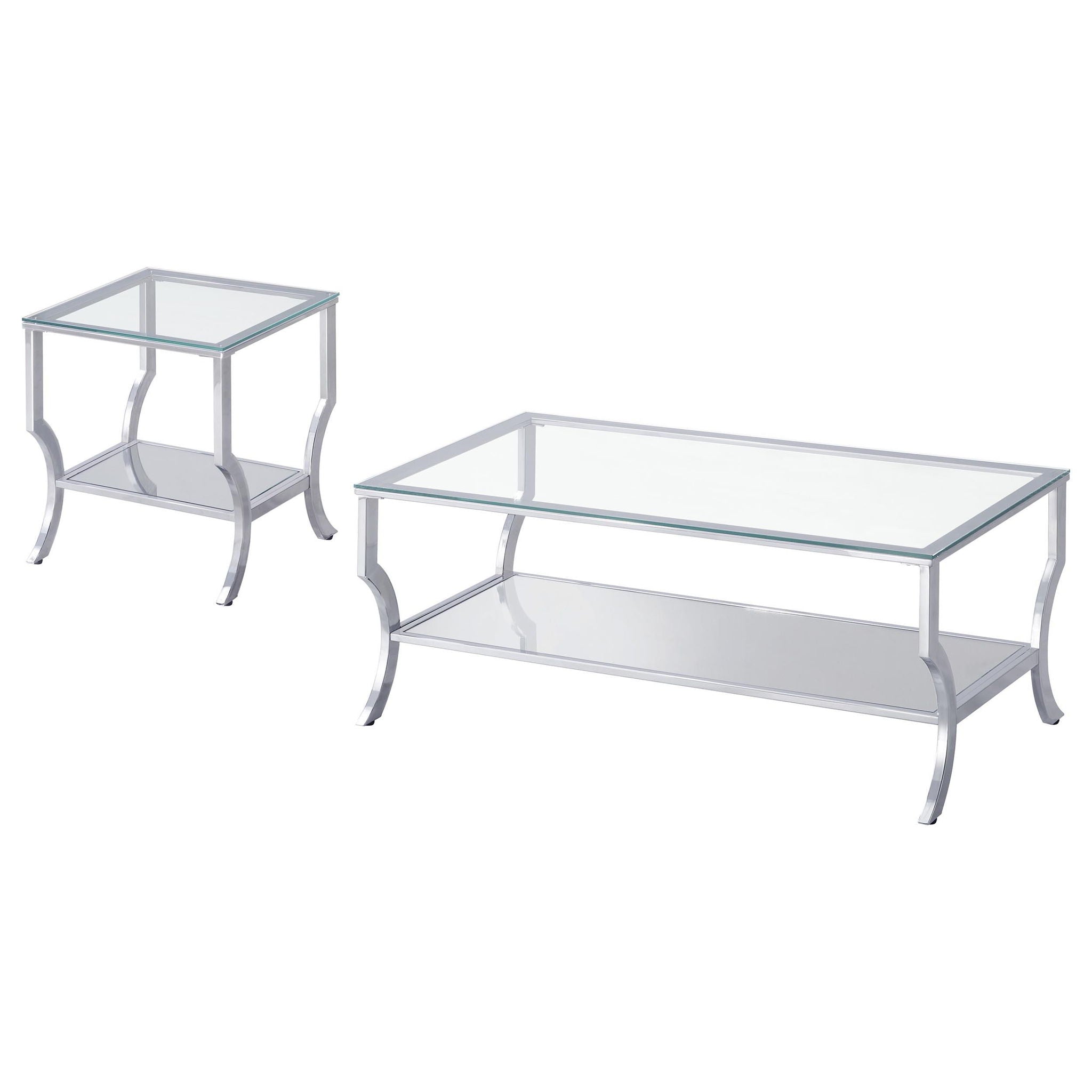 Saide 2-piece Glass Top Coffee and End Table Set Chrome
