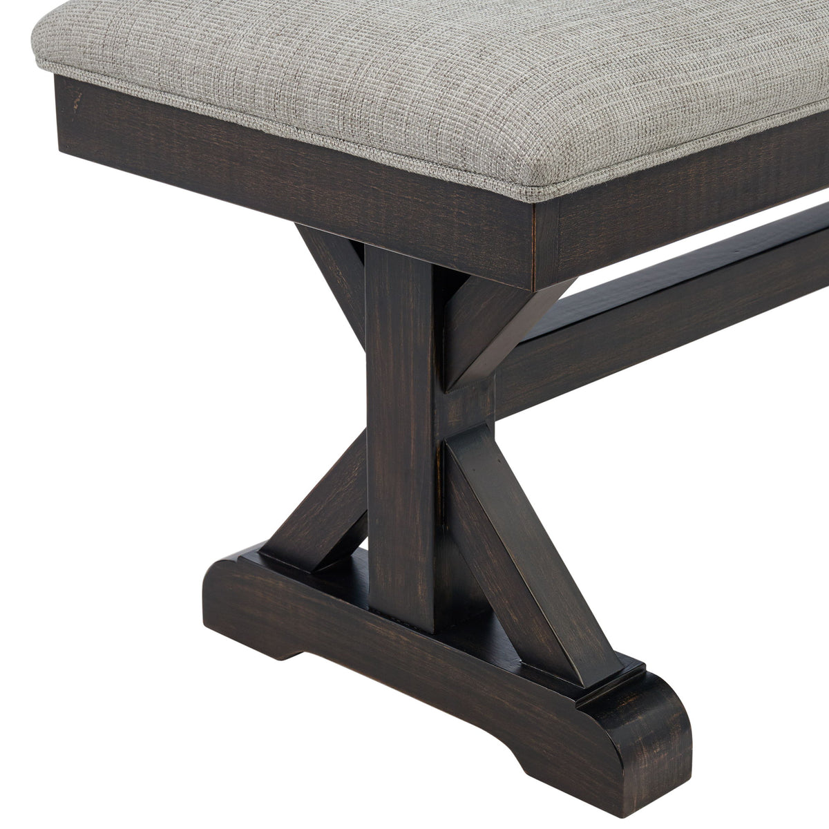 Montrose Fabric Dining Bench in Espresso / Light Gray by Elements International, view 4