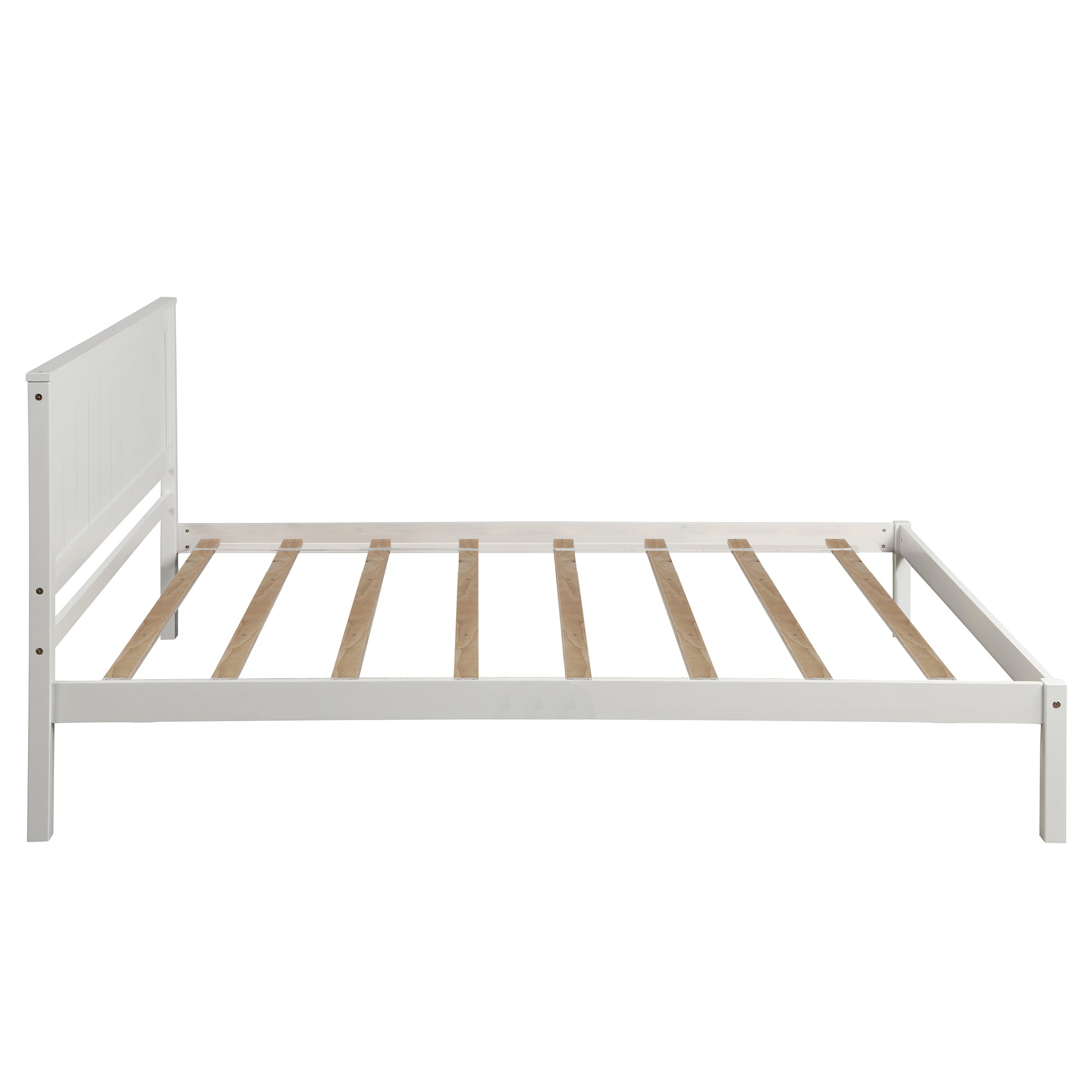 Platform Bed Frame with Headboard, Wood Slat Support, No Box Spring Needed,Twin, White(OLD SKU:WF191418AAK)