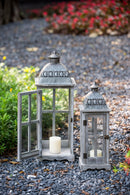 Wooden Candle Lantern Decorative, Hurricane Lantern Holder Decor For Indoor Outdoor, Home Garden Wedding - Gray