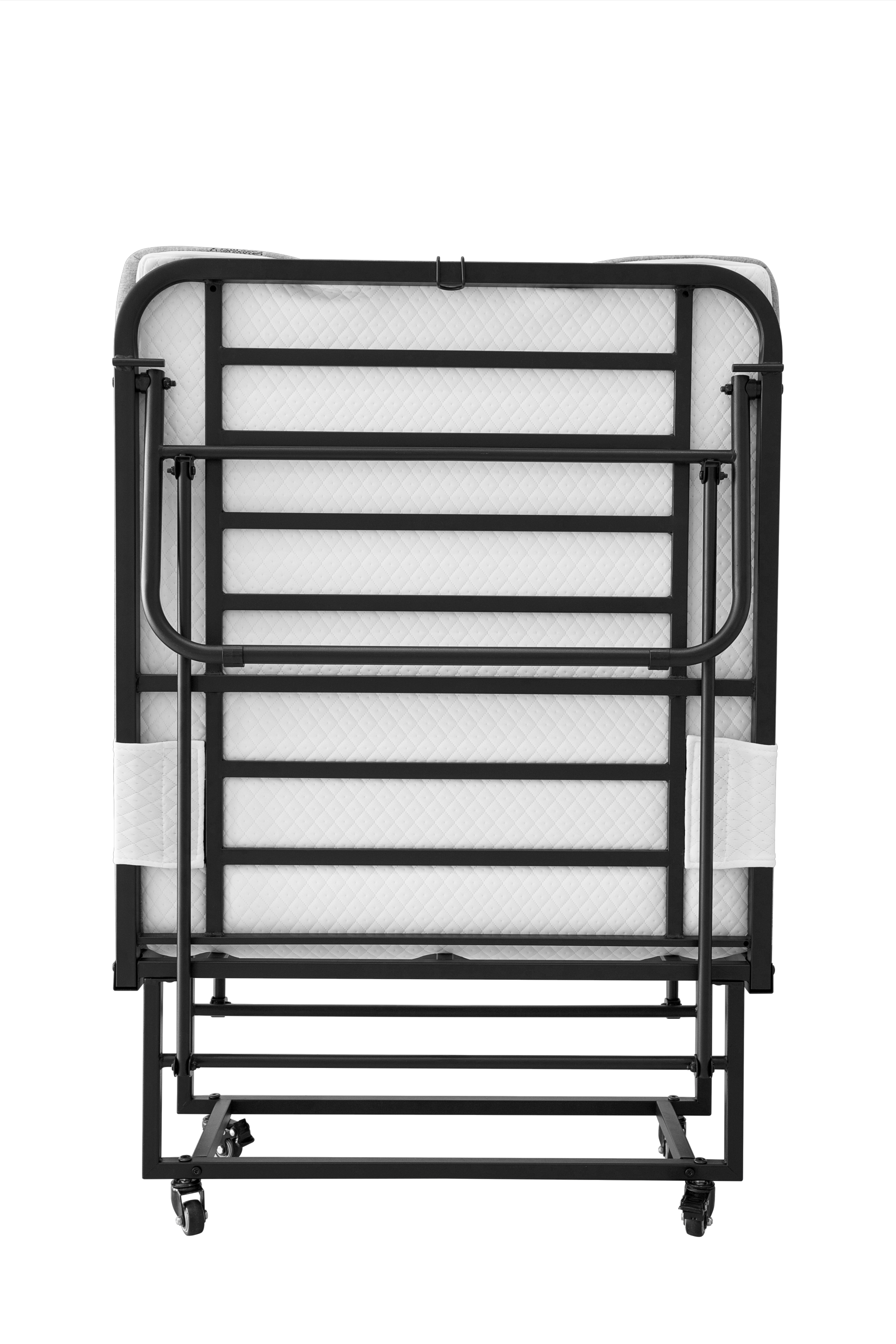 Folding Bed with Mattress 75' x 31' Rollaway Guest Bed Portable Foldable Bed for Adults with 5' Memory Foam Mattress Space-Saving All Metal Steel Pipe Frame Slatted Pipe Style