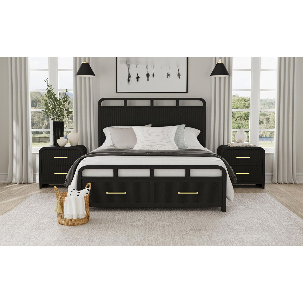 Ridgemont 2-Drawer Nightstand With USB in Black by Elements International, view 9