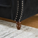 Chesterfield Velvet Upholstery Fabric Loveseat With Roll Armrest And Nailhead