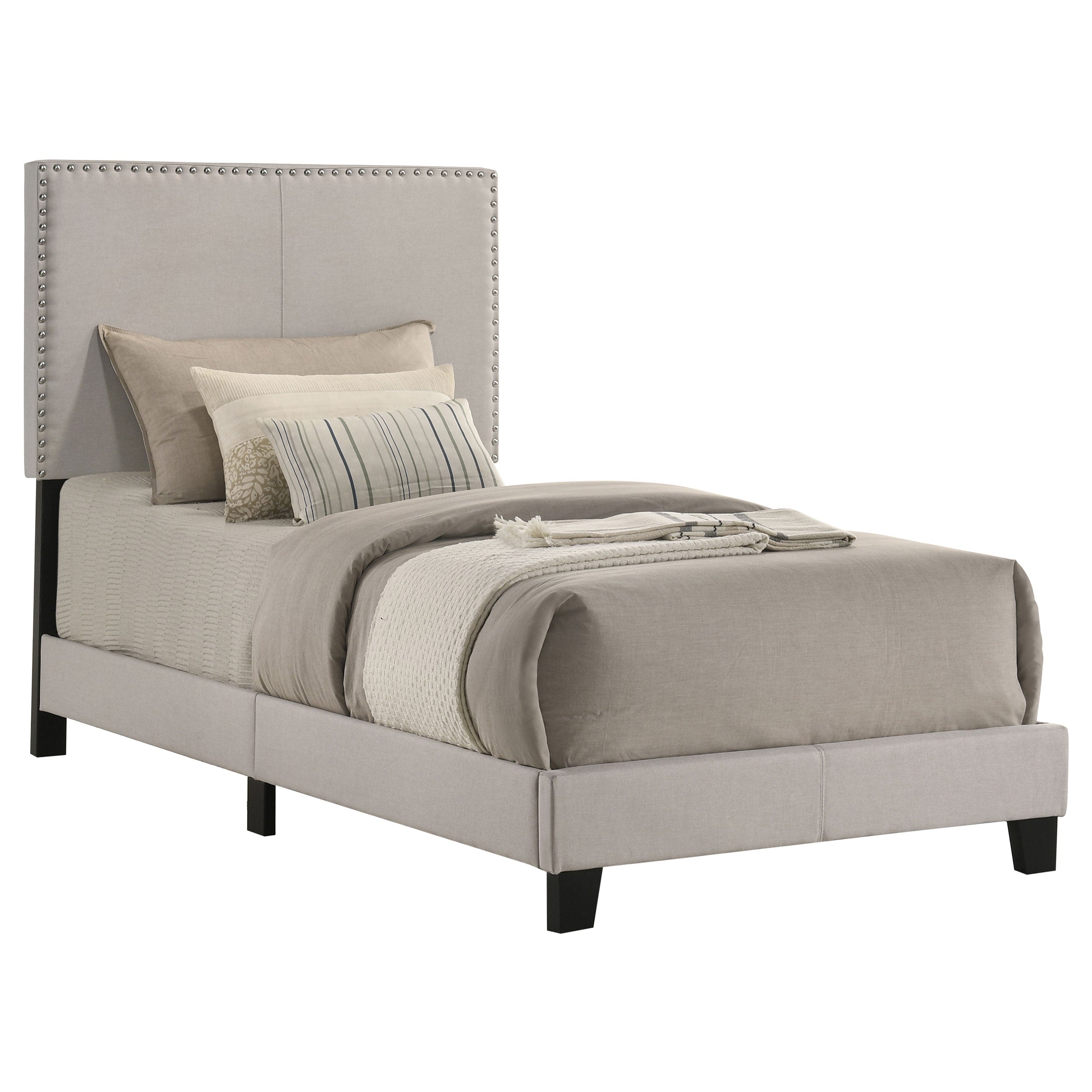Boyd Upholstered Twin Panel Bed Ivory — view 3