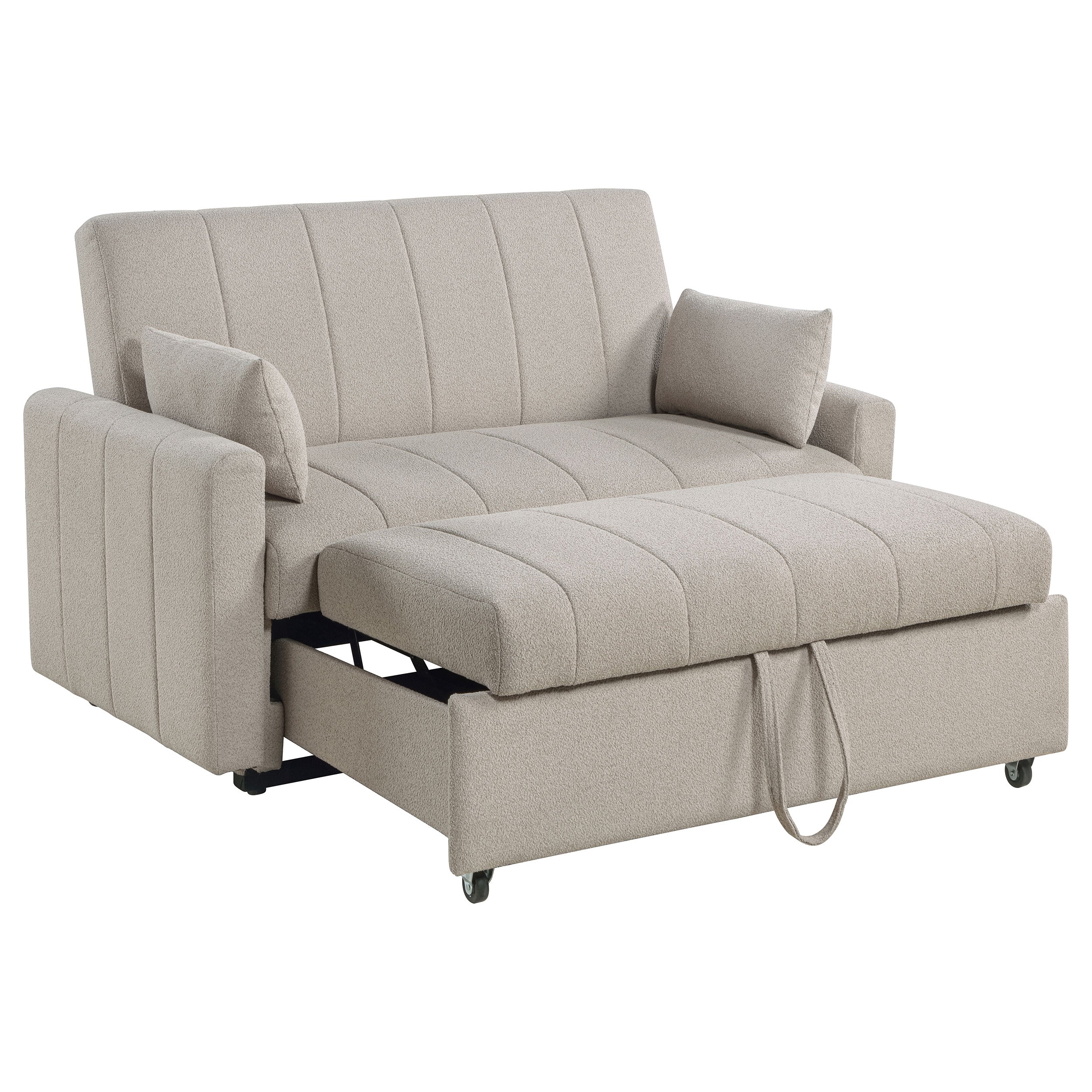 Portland Boucle Upholstered Sleeper Sofa Bed Latte — view 5