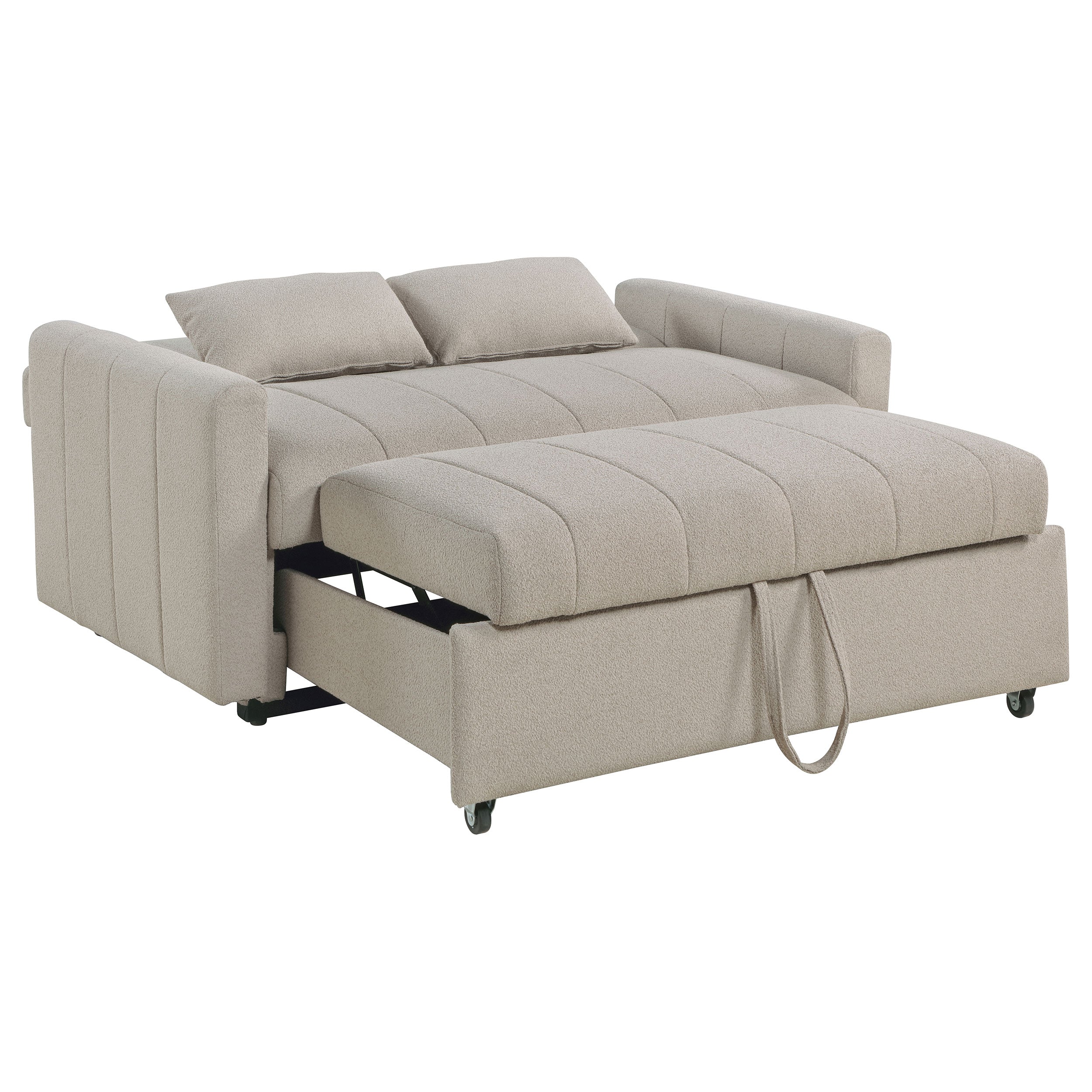 Portland Boucle Upholstered Sleeper Sofa Bed Latte — view 6