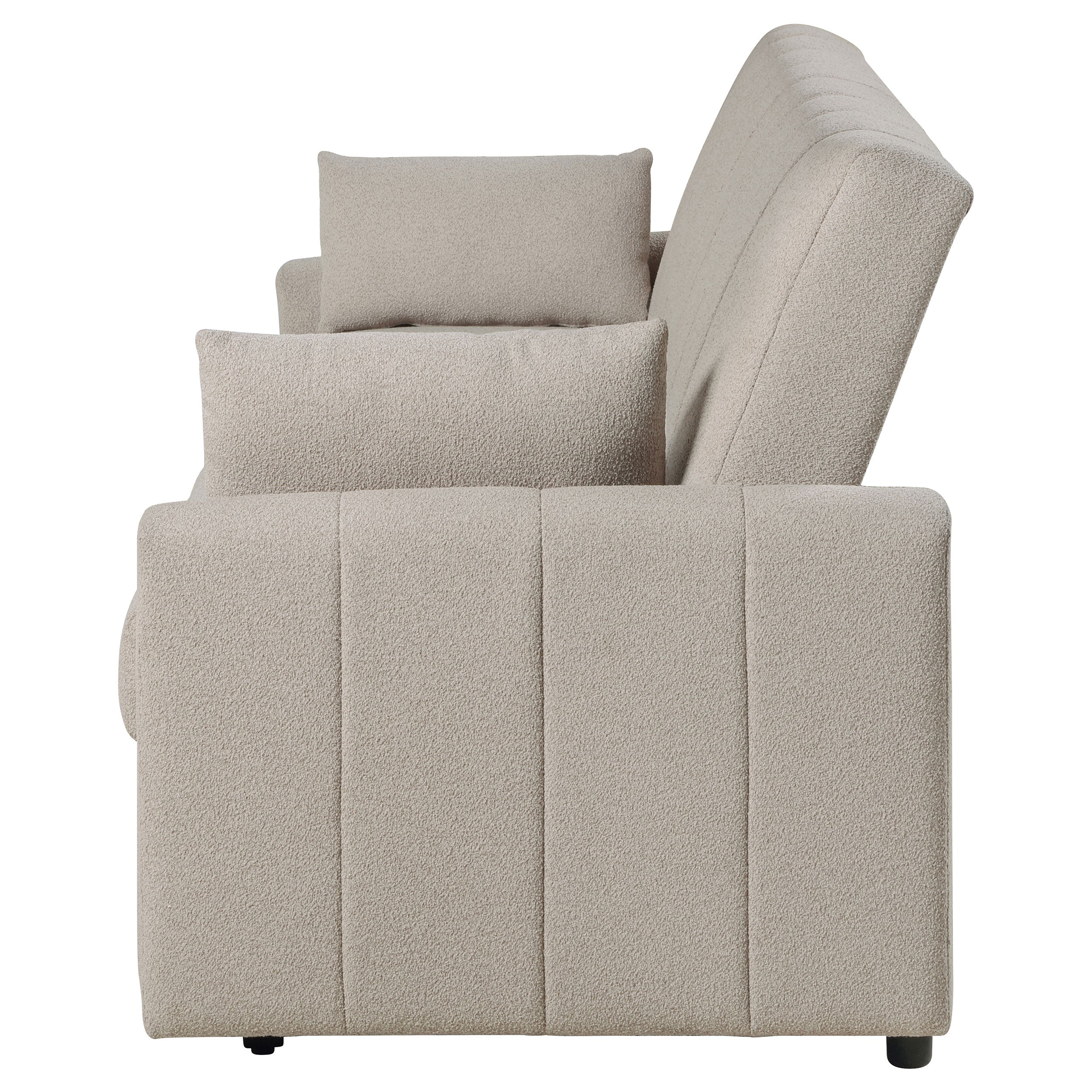 Portland Boucle Upholstered Sleeper Sofa Bed Latte — view 9