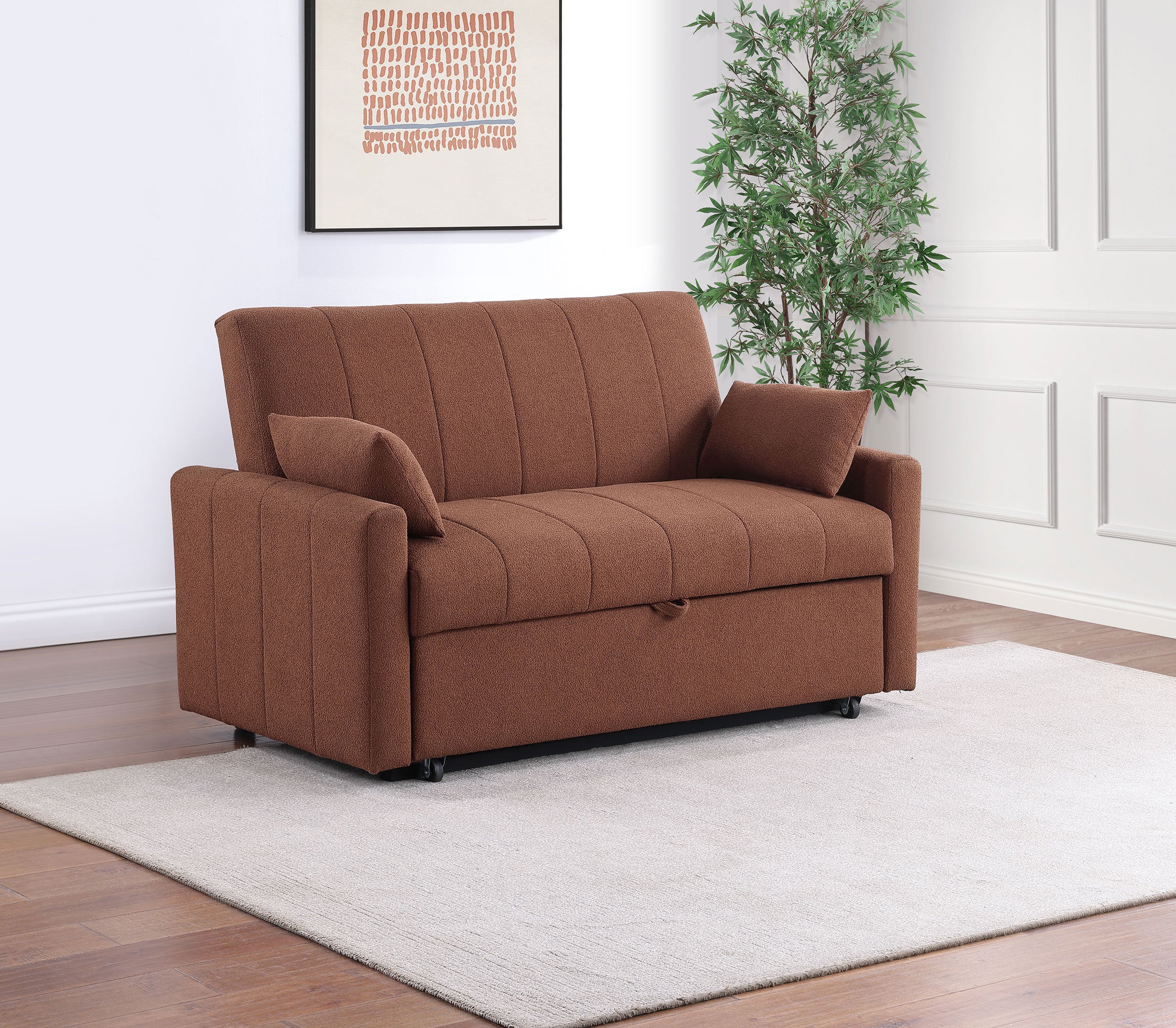 Portland Boucle Upholstered Sleeper Sofa Bed Copper — view 2