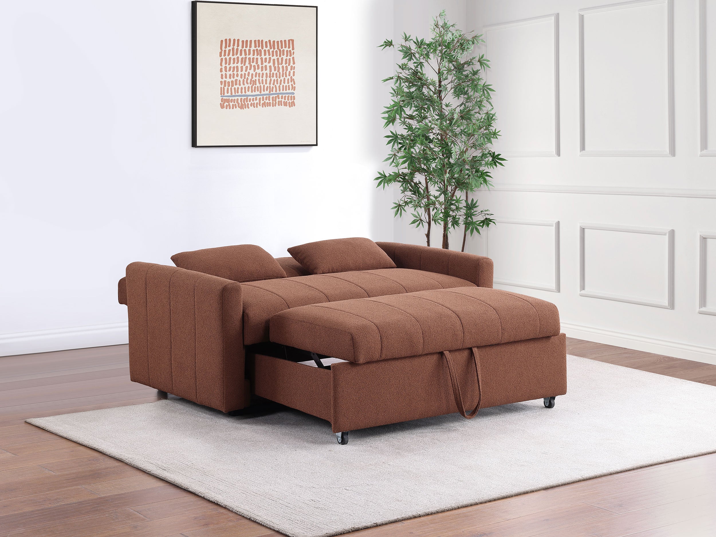 Portland Boucle Upholstered Sleeper Sofa Bed Copper — view 4