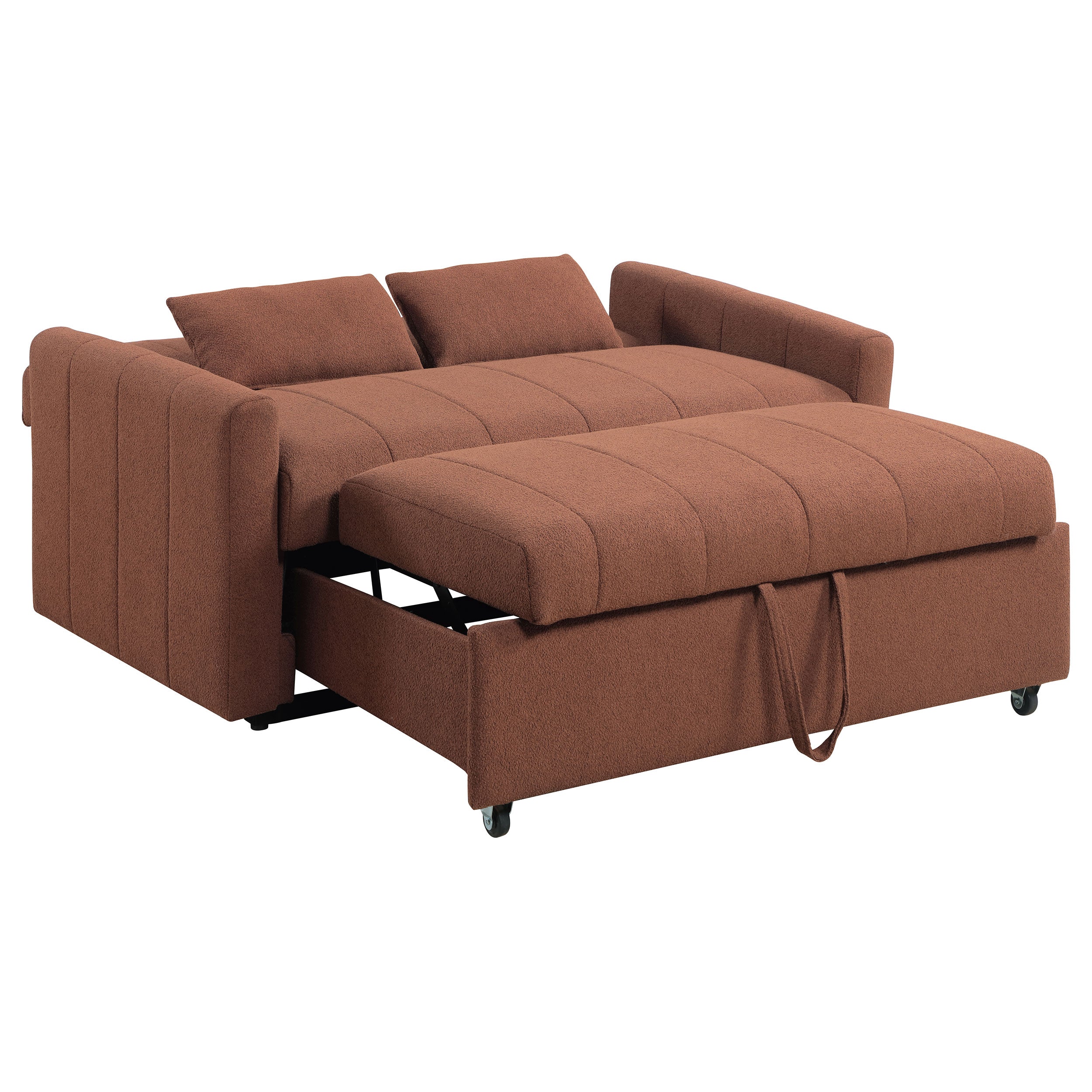Portland Boucle Upholstered Sleeper Sofa Bed Copper — view 6