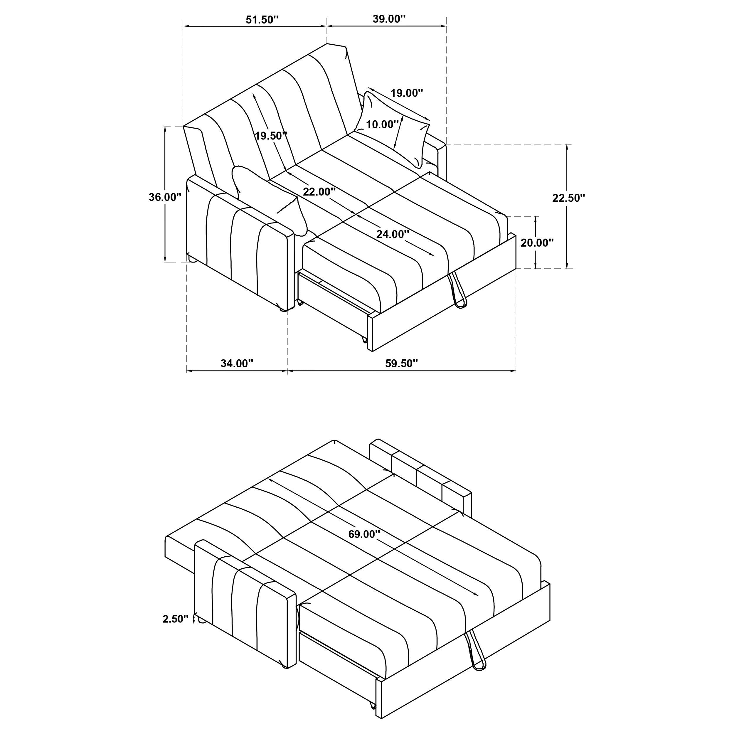 Portland Boucle Upholstered Sleeper Sofa Bed Copper — view 14