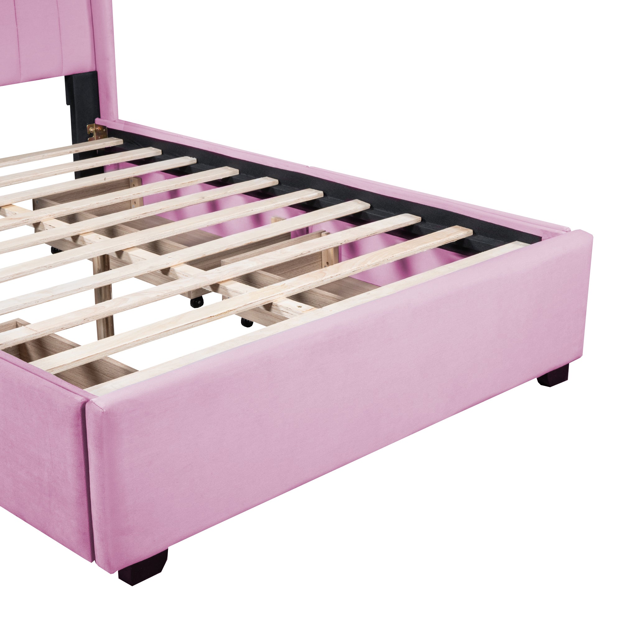 Full Size Upholstered Bed with 4 Drawers, Pink - Atlantic Fine Furniture Melbourne FL