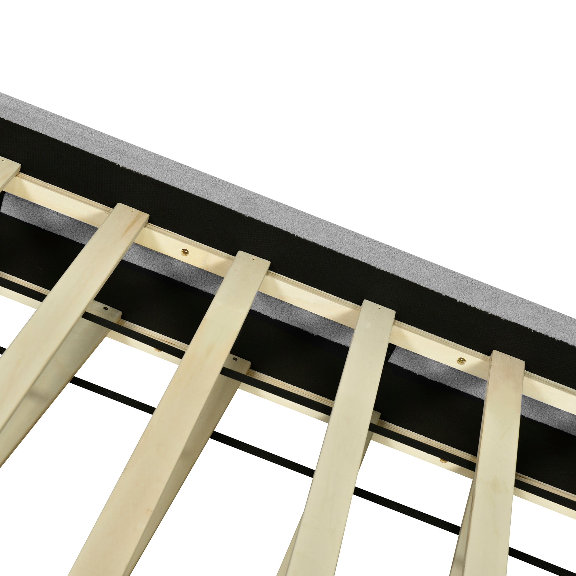 Full Size Upholstered Platform Bed with LED Frame, with Twin Size Trundle and 2 drawers, Teddy Fleece, Gray