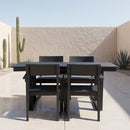 5 Piece Outdoor Dining Set For 4, Patio Table With Umbrella Hole And 4 Armrest Chairs For Backyard - Black