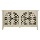 Hollowed Out Cabinet With 4 Doors, Suitable For Bedroom - Natural