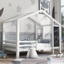 Twin House Bed With Blackboard And Drawers, 2 Assembly Options - White
