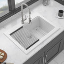 Quartz Kitchen Sink 30" X 22" Granite Composite Workstation Drop In Sink - White