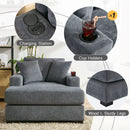 Oversized Chaise Lounger Modern Style Sofa Couch, With Pillows, Charge Station & Cup Holders
