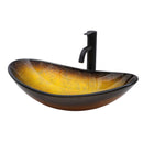 Vessel Sink With Pop Up Drain, Boat Shape Above Counter Bathroom Sink - Gold