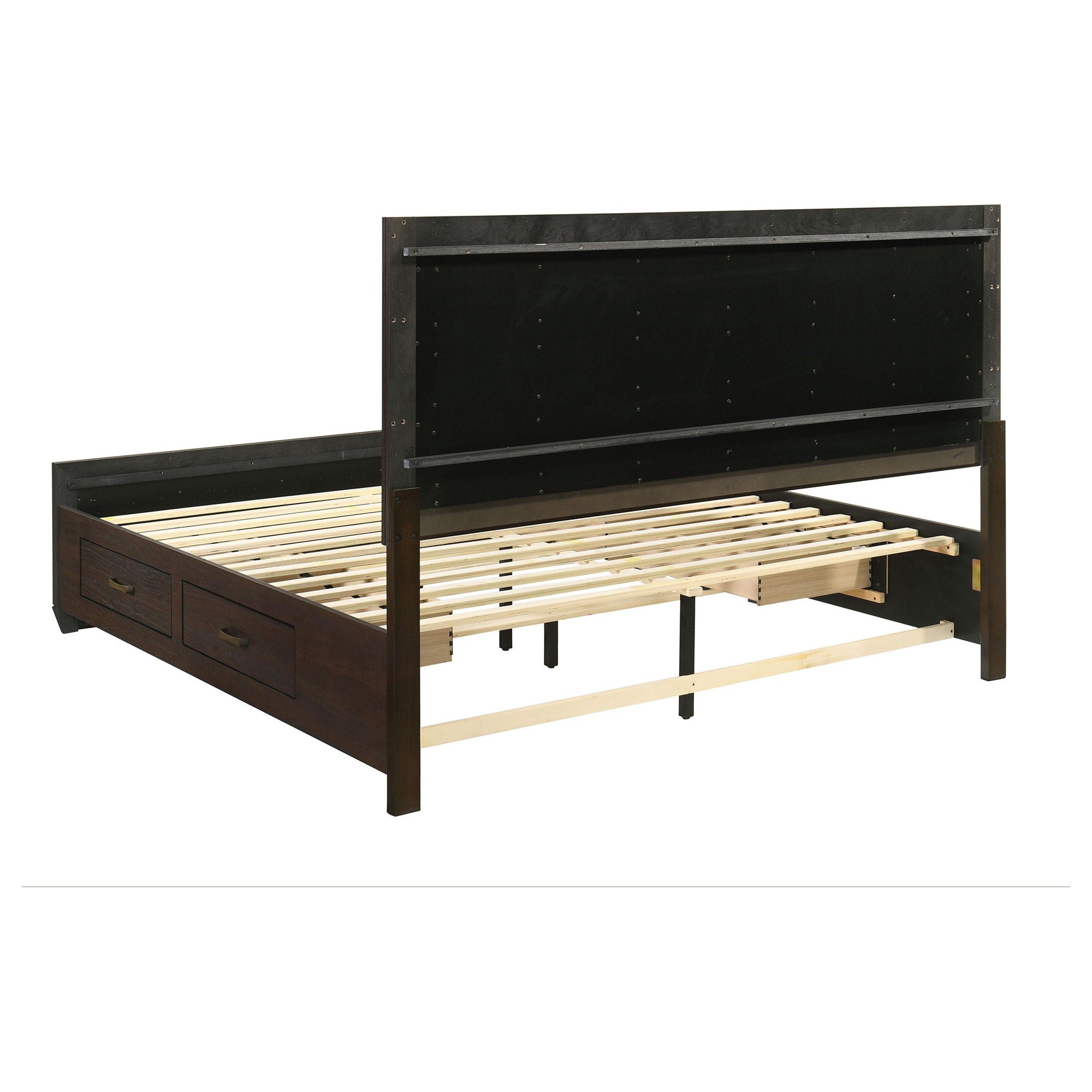 Kauffman Wood Eastern King Storage Panel Bed Dark Cocoa