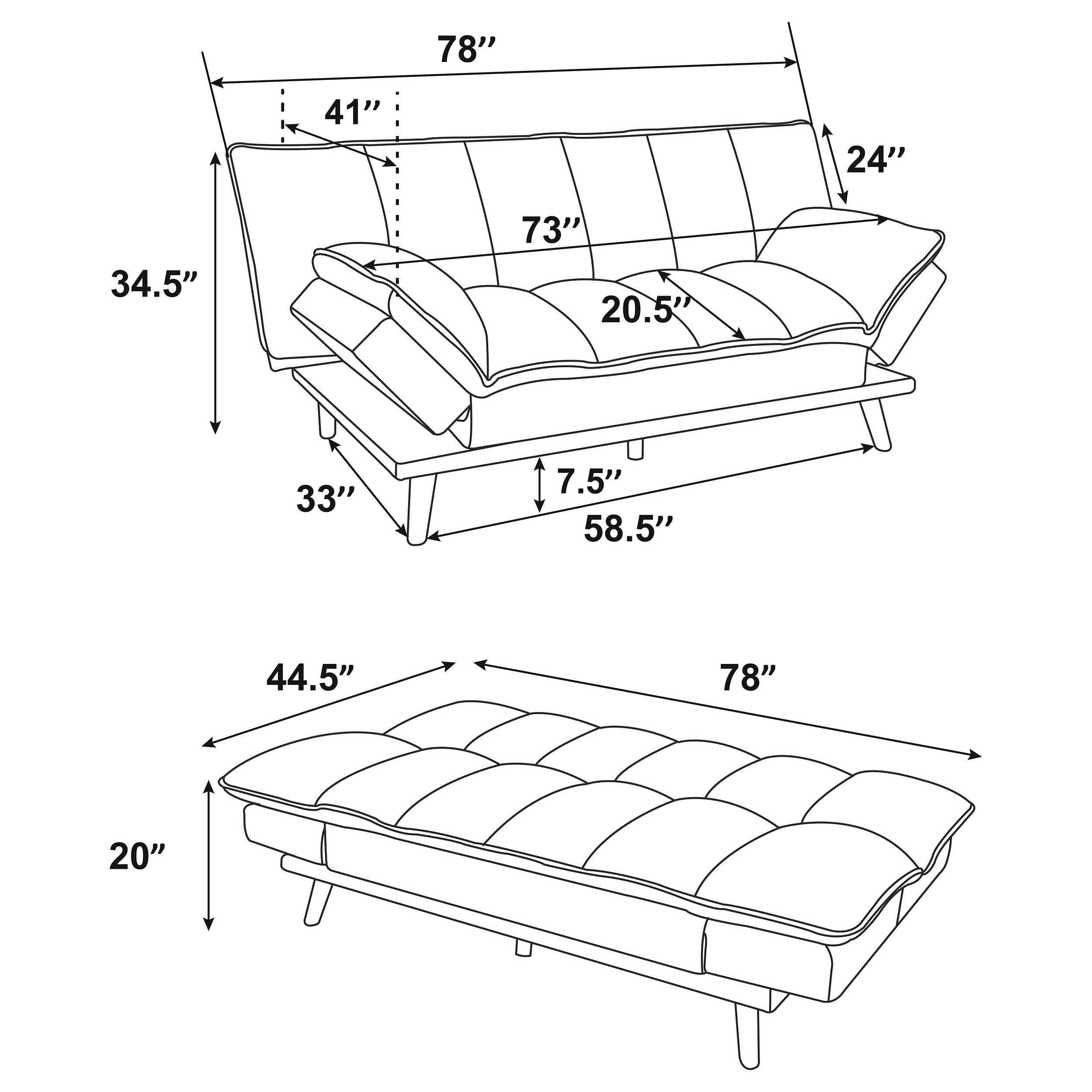 Laredo Upholstered Tufted Convertible Sofa Bed Light Grey — view 14