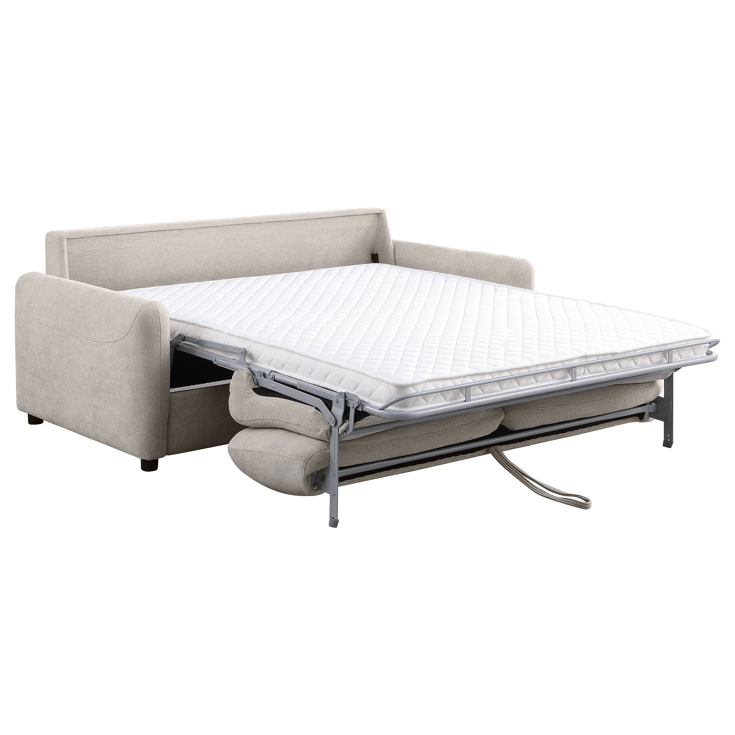 Rylie Upholstered Sofa Sleeper with Queen Mattress Beige — view 4
