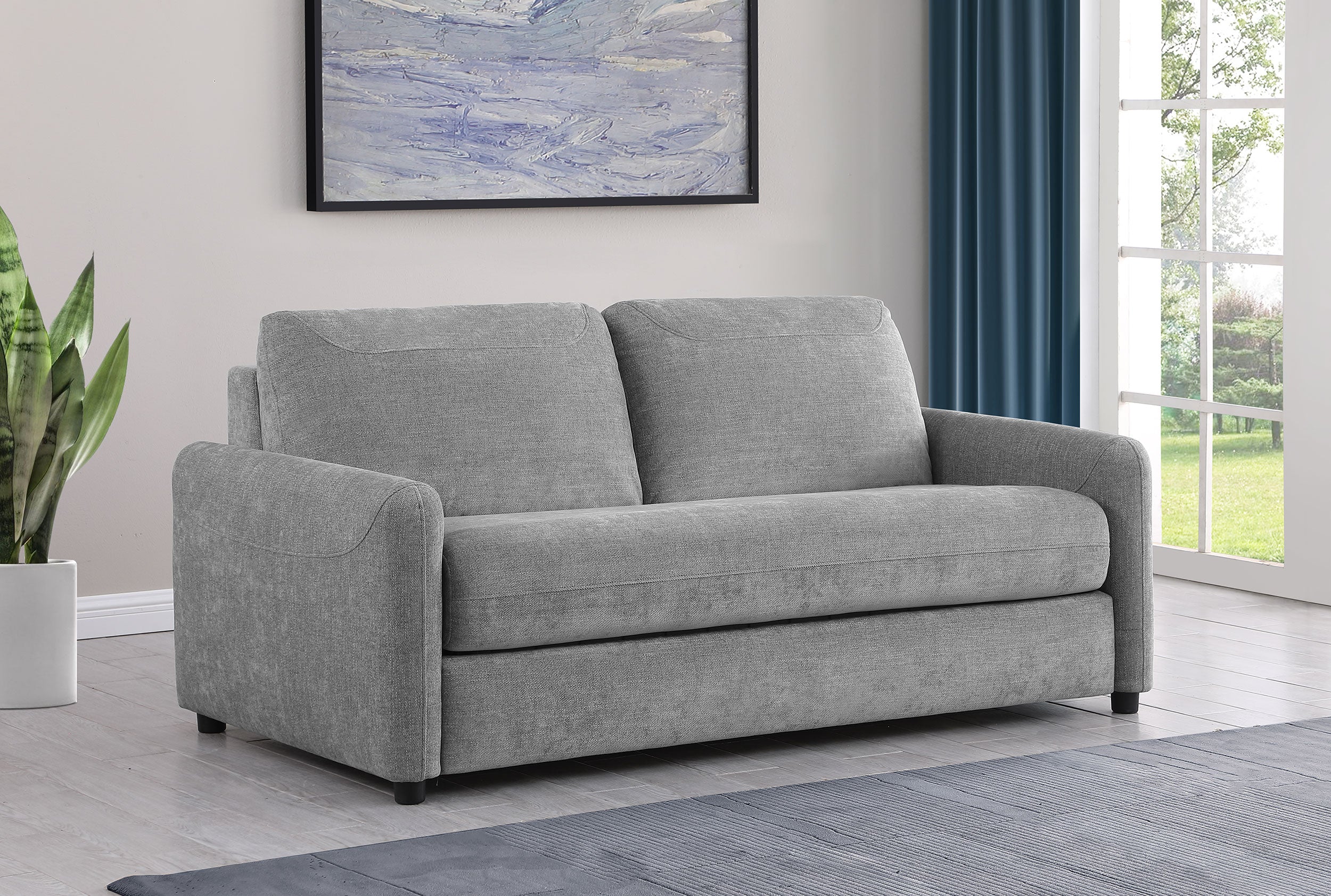 Rylie Upholstered Sofa Sleeper with Queen Mattress Grey — view 2