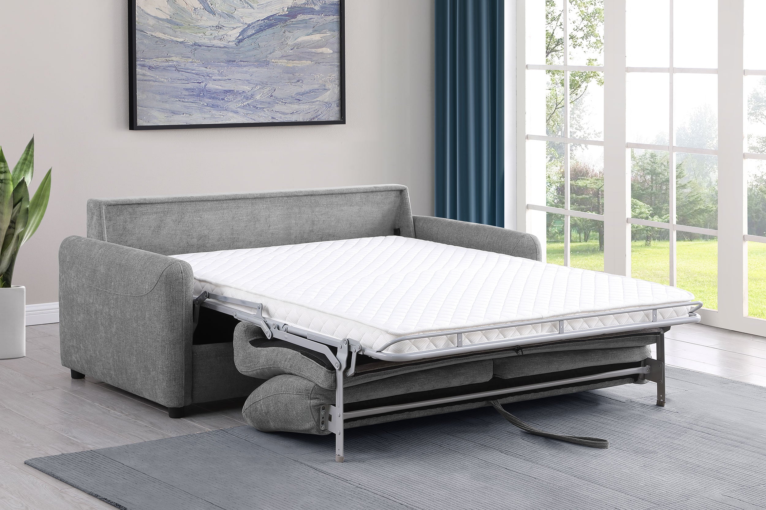 Rylie Upholstered Sofa Sleeper with Queen Mattress Grey — view 3