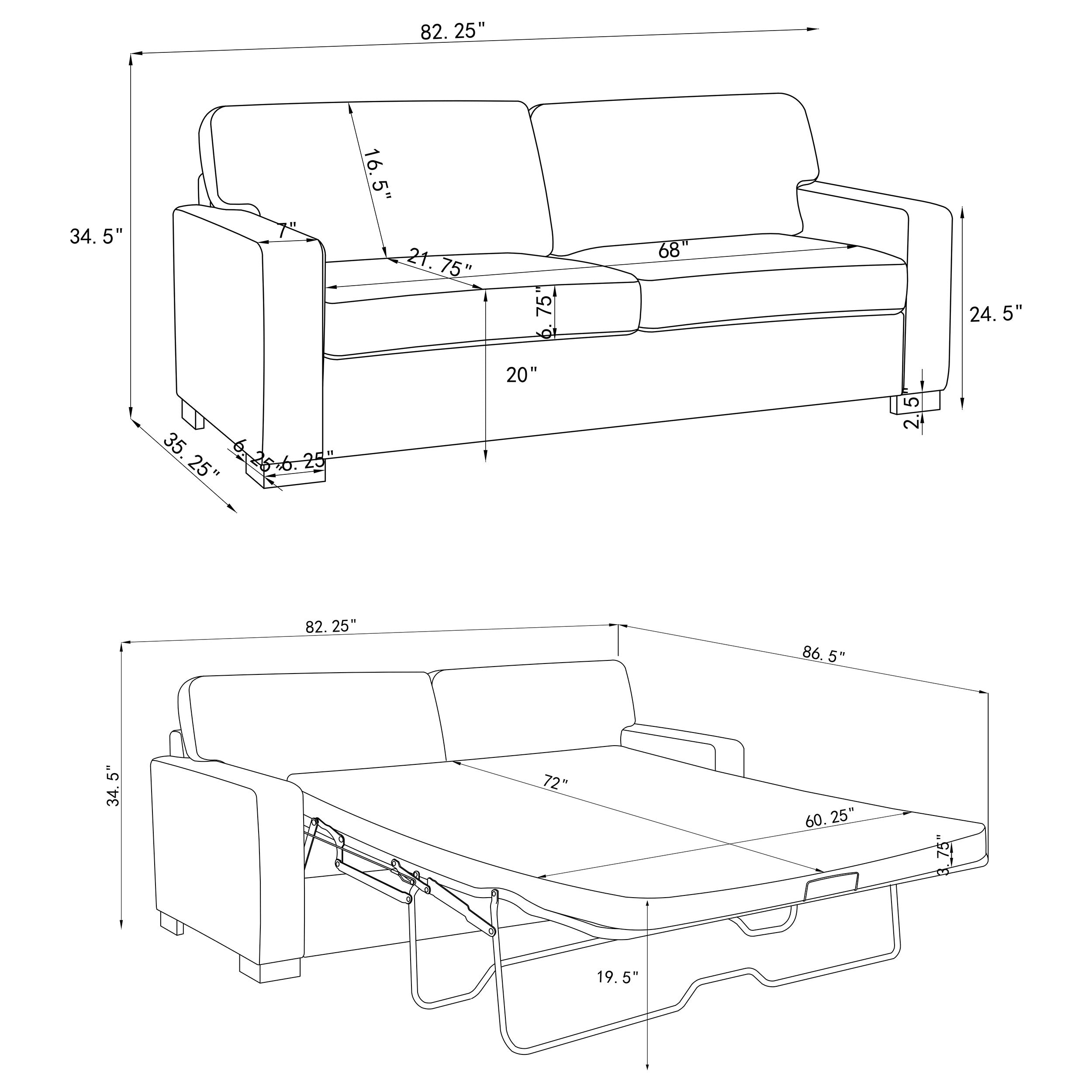 Simpson Upholstered Sofa Sleeper with Queen Mattress Grey — view 12
