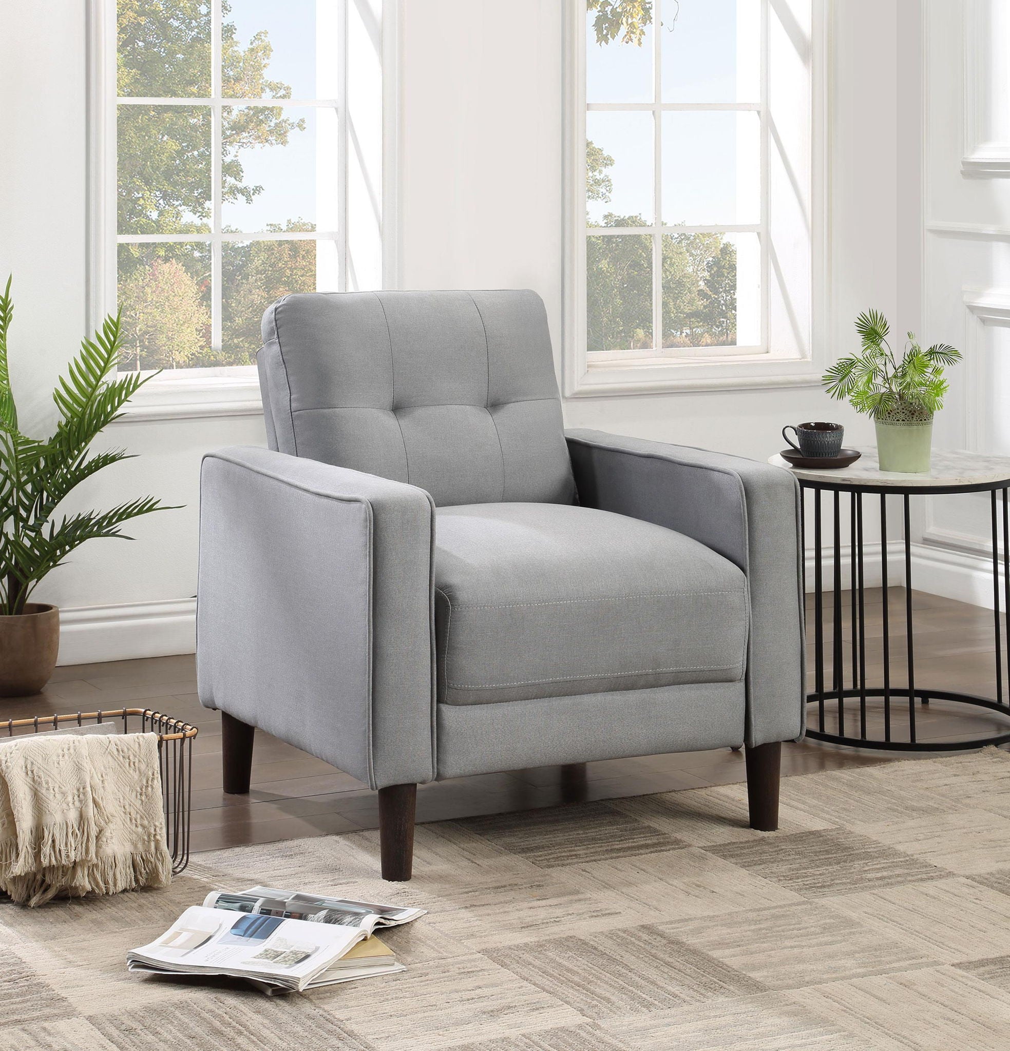 Bowen Upholstered Track Arm Tufted Accent Chair Grey - Atlantic Fine Furniture Melbourne FL