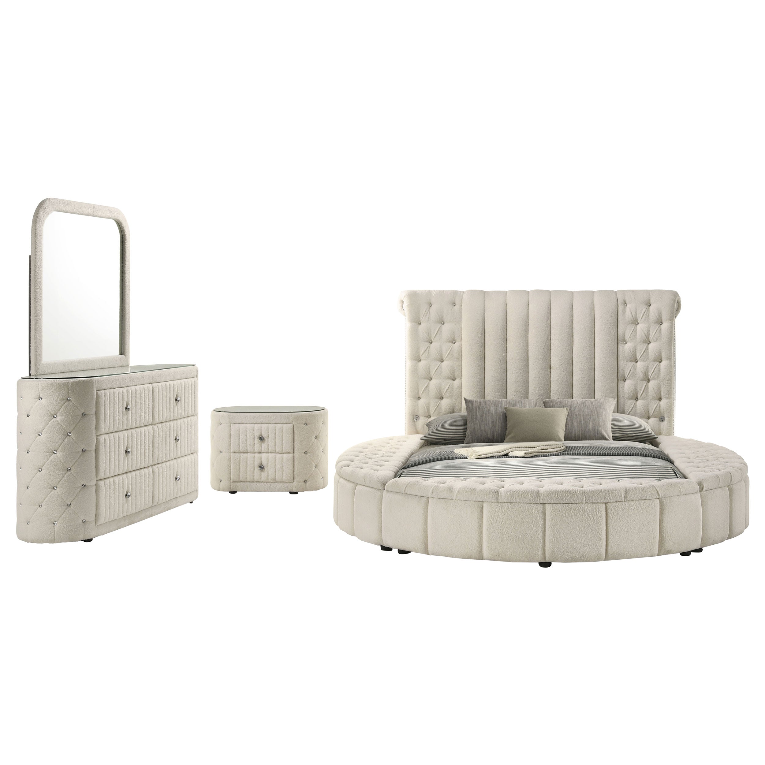 Sonya 4-piece Upholstered Queen Bedroom Set Ivory — view 2