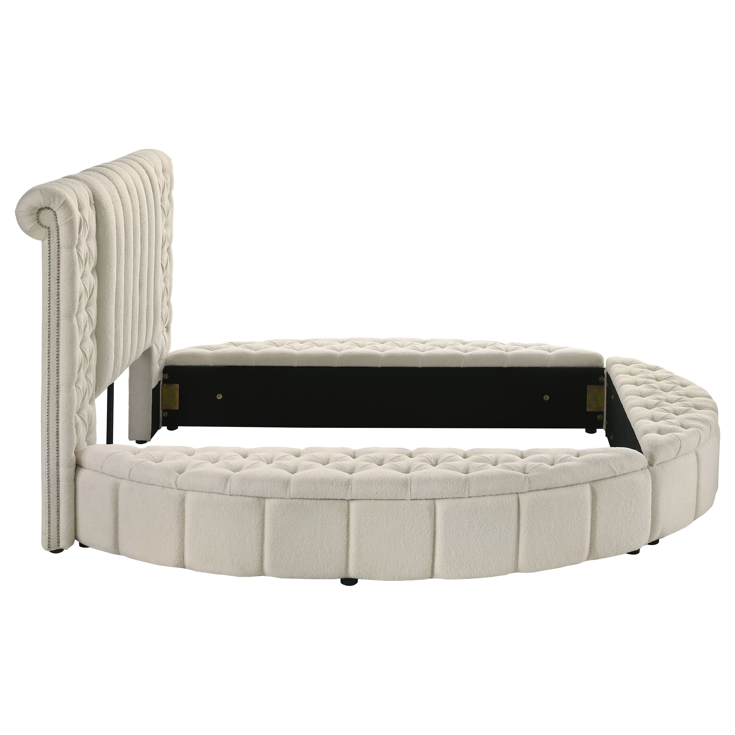 Sonya Upholstered Queen Round Storage Bed Ivory — view 8