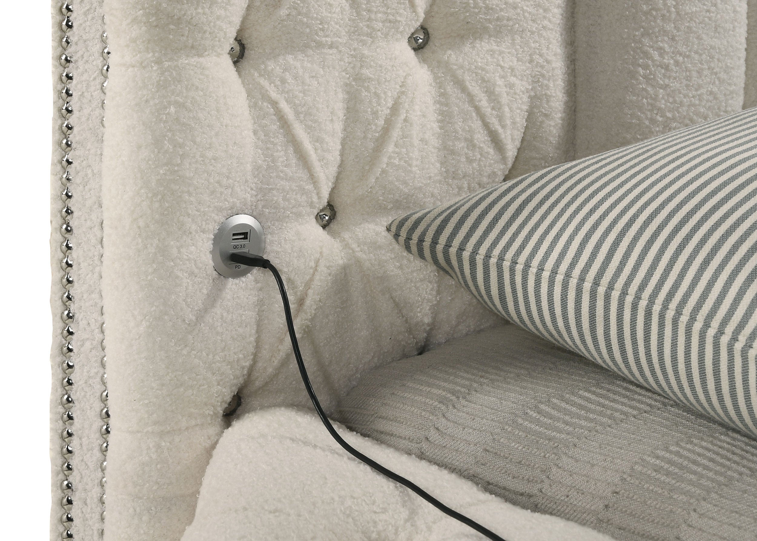 Sonya Upholstered Queen Round Storage Bed Ivory — view 10