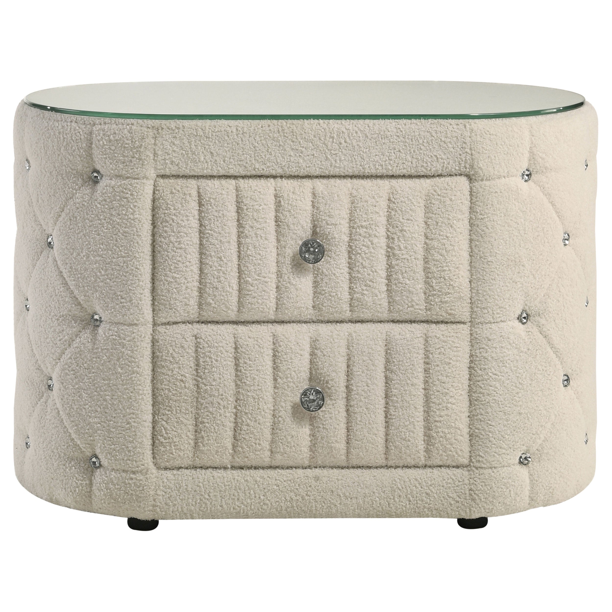 Sonya 2-drawer Upholstered Nightstand Bedside Table Ivory — view 3