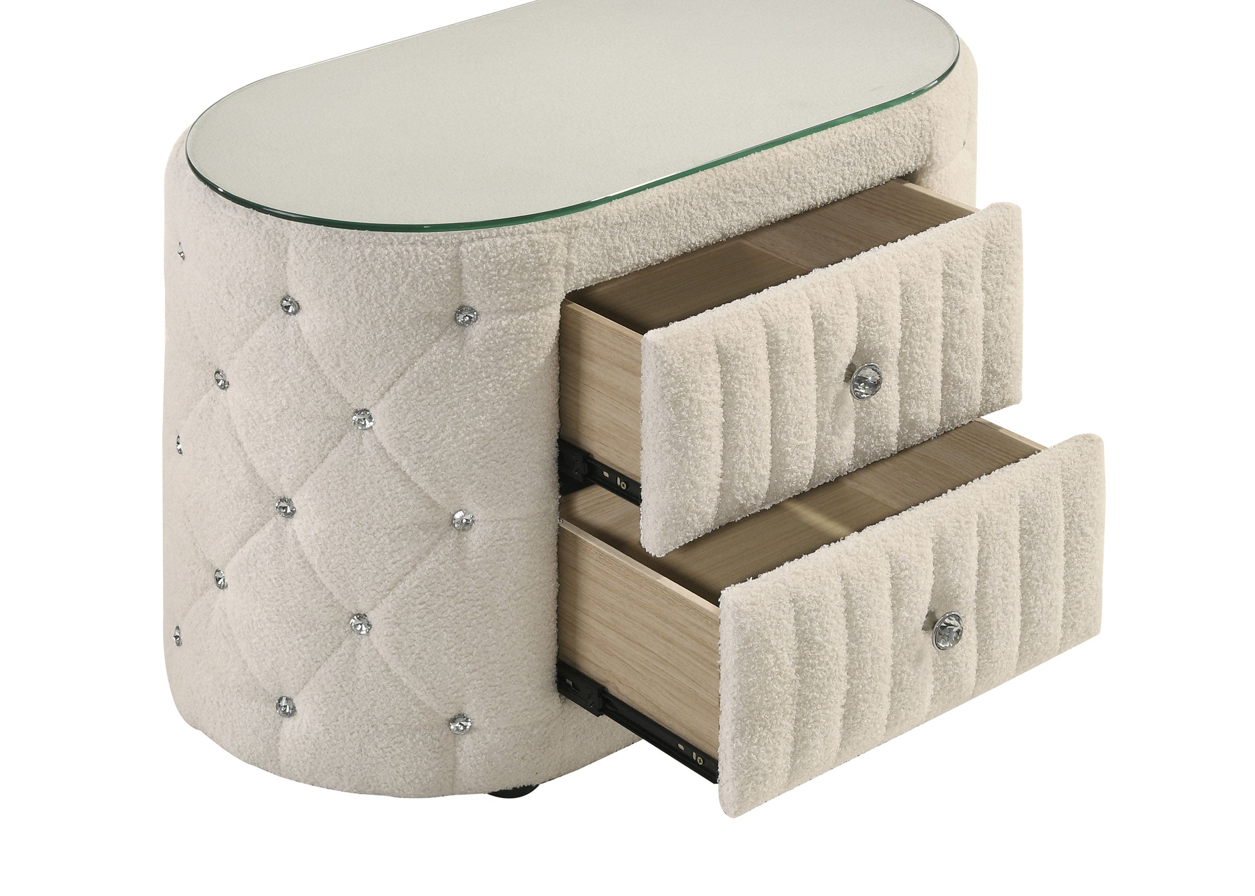Sonya 2-drawer Upholstered Nightstand Bedside Table Ivory — view 10