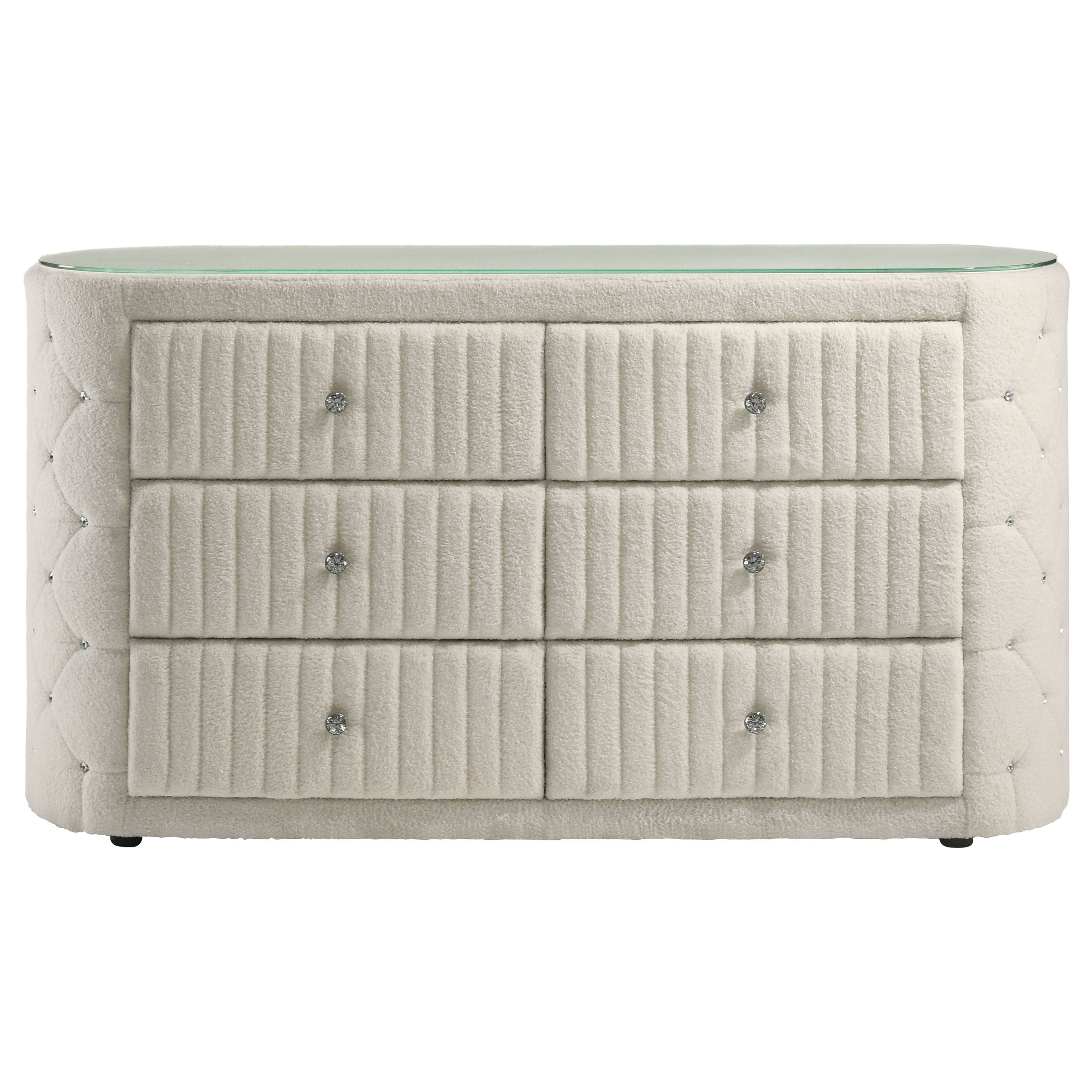Sonya 6-drawer Upholstered Bedroom Dresser Ivory — view 3