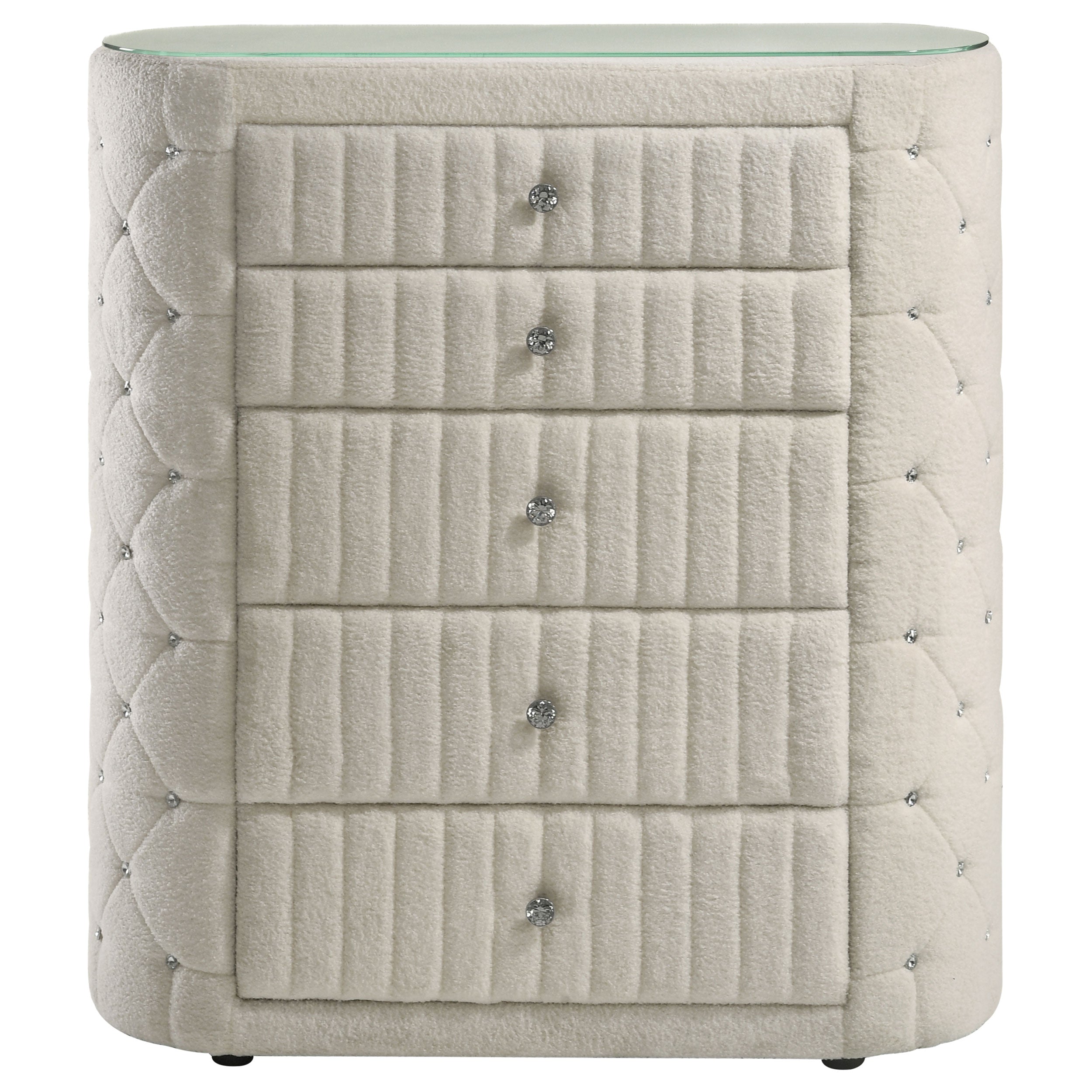 Sonya 5-drawer Upholstered Bedroom Chest of Drawers Ivory — view 3