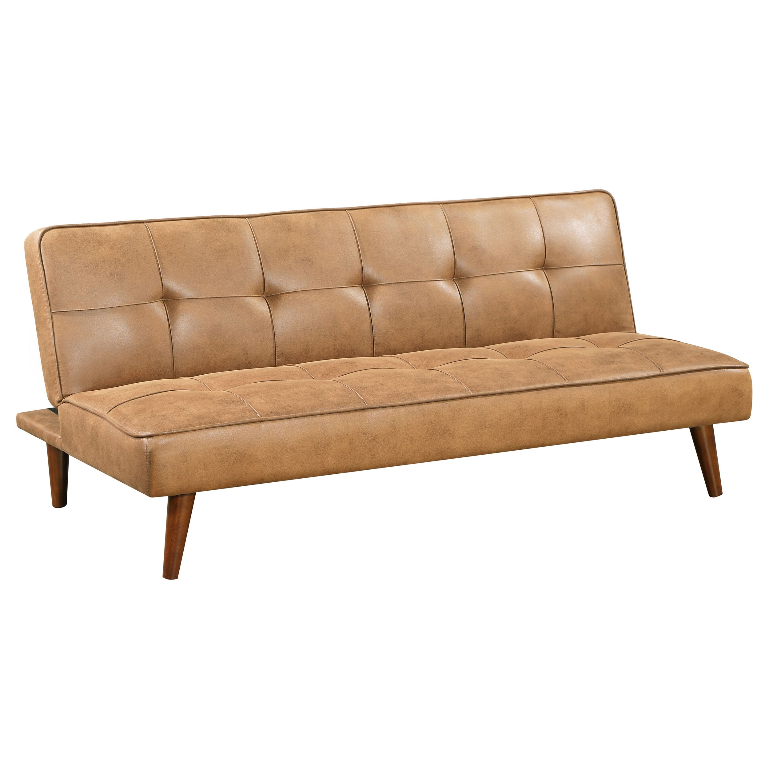 Jenson Upholstered Tufted Convertible Sofa Bed Saddle Brown — view 1