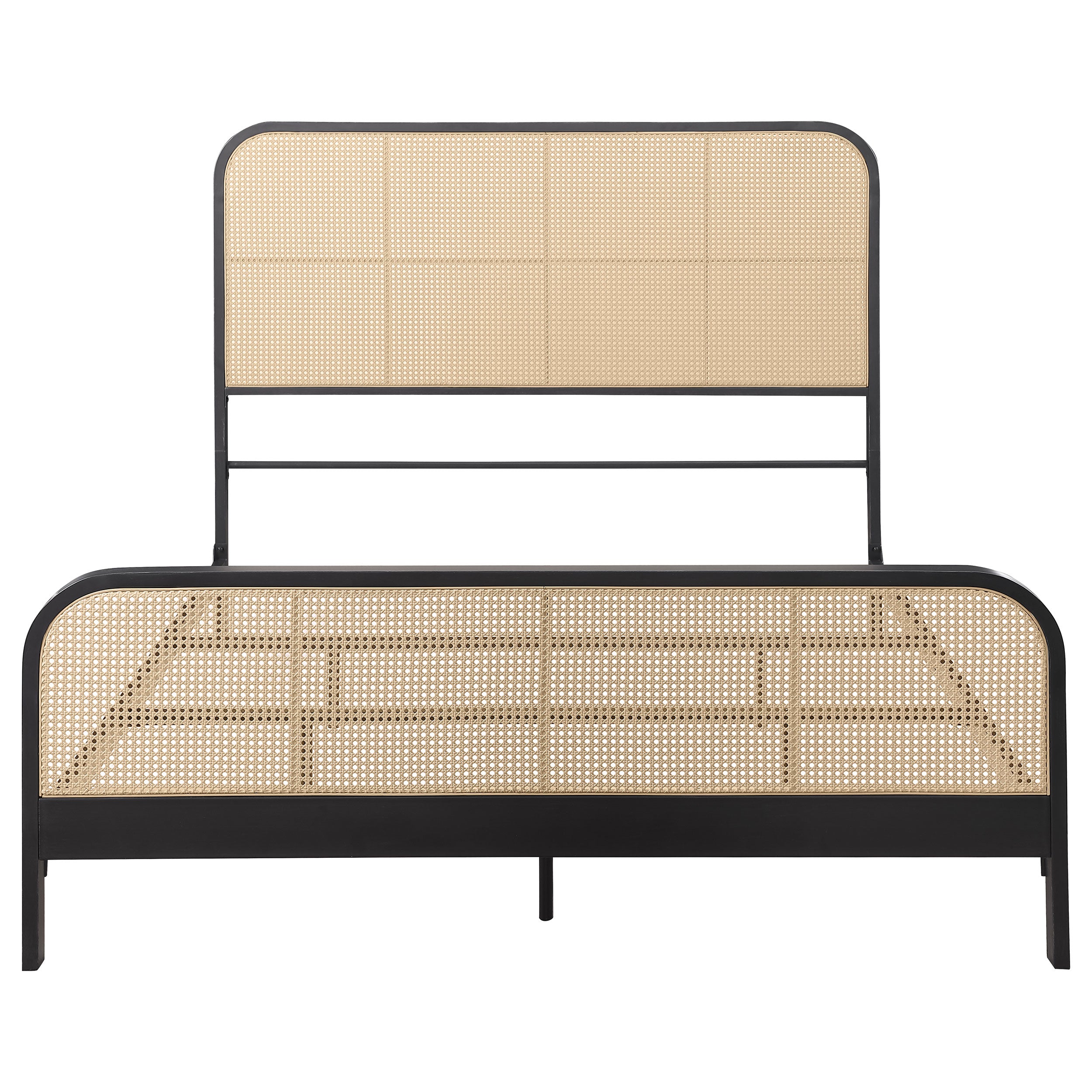 Lanewood Open Cane Webbing Metal Queen Bed Black — view 3