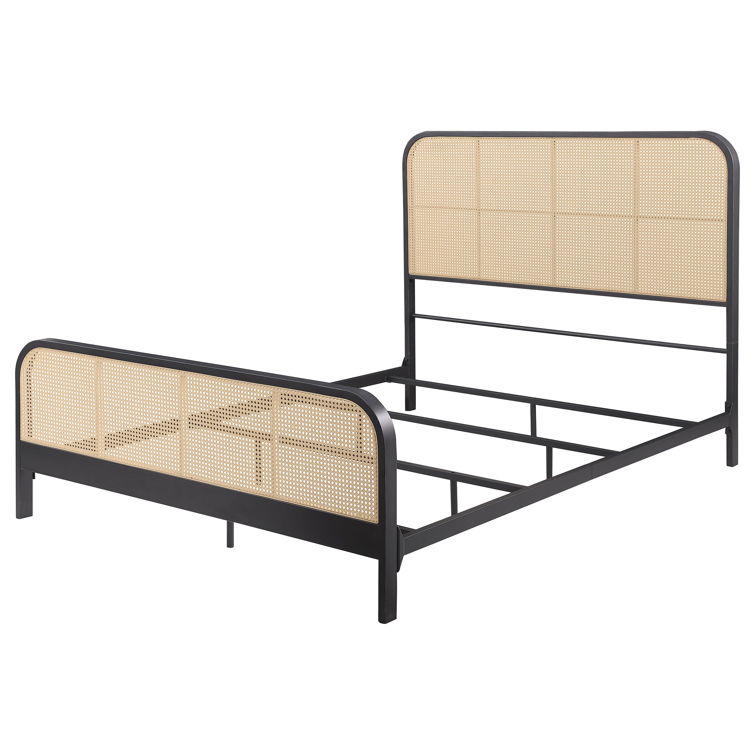 Lanewood Open Cane Webbing Metal Queen Bed Black — view 4
