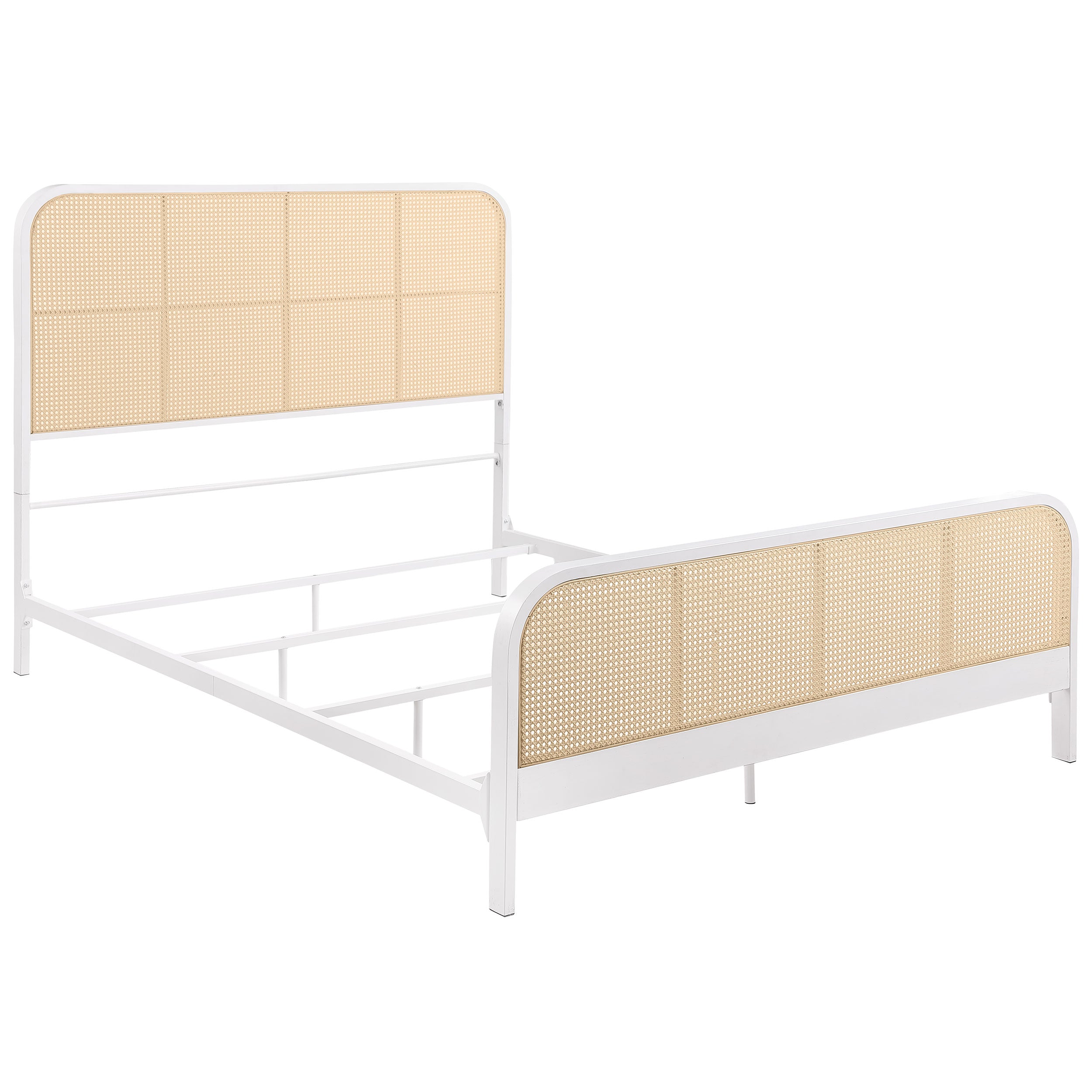 Lanewood Open Cane Webbing Metal Queen Bed White — view 1