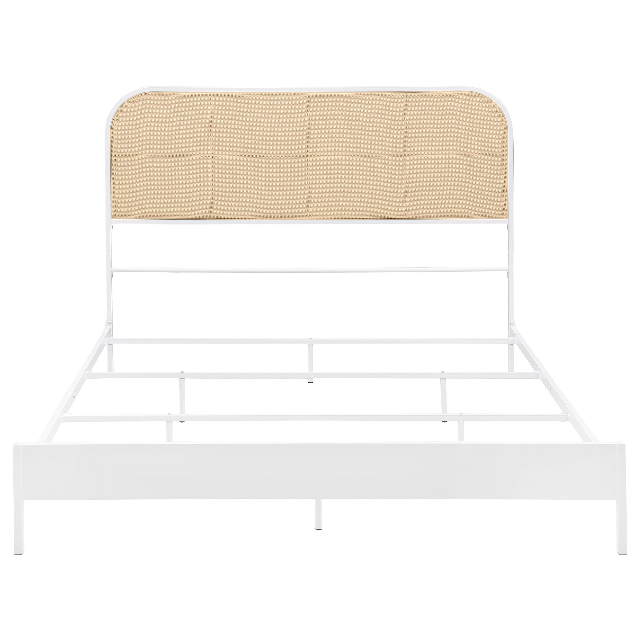 Amherst Radio Weave Rattan Metal Queen Bed White — view 3