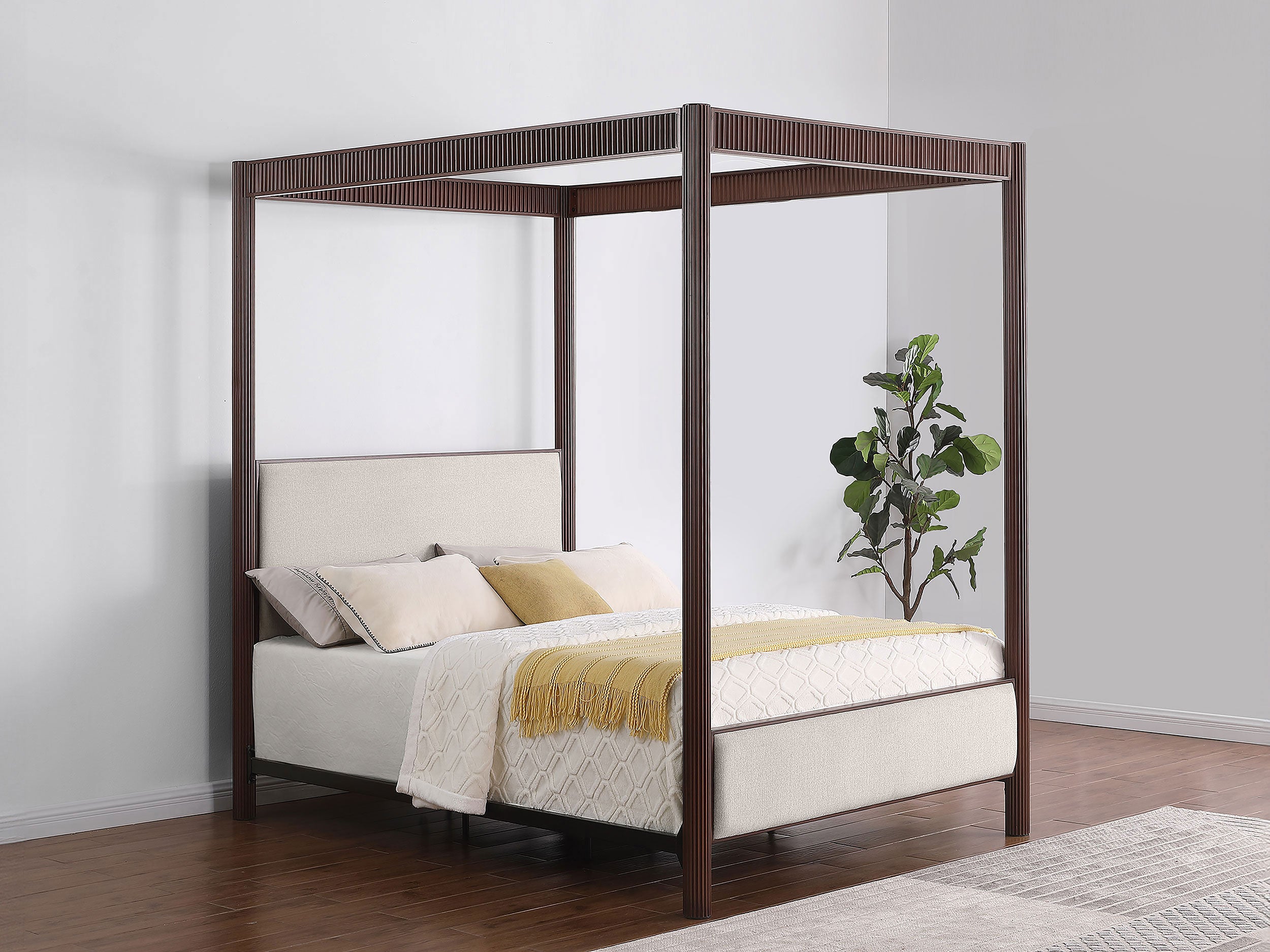 Zimmerlee 89-inch Metal Eastern King Canopy Bed Rust Brown — view 2