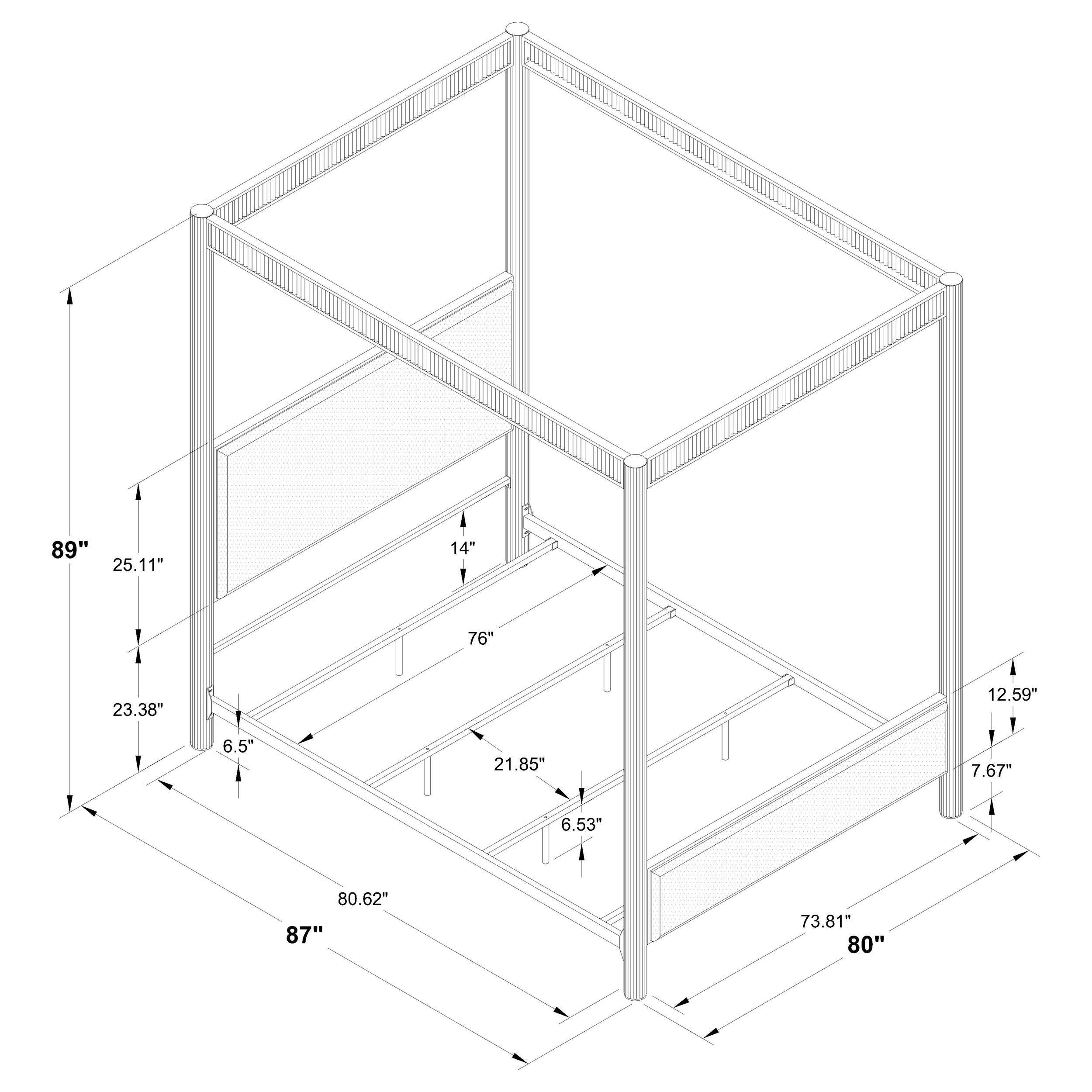 Zimmerlee 89-inch Metal Eastern King Canopy Bed Rust Brown — view 12